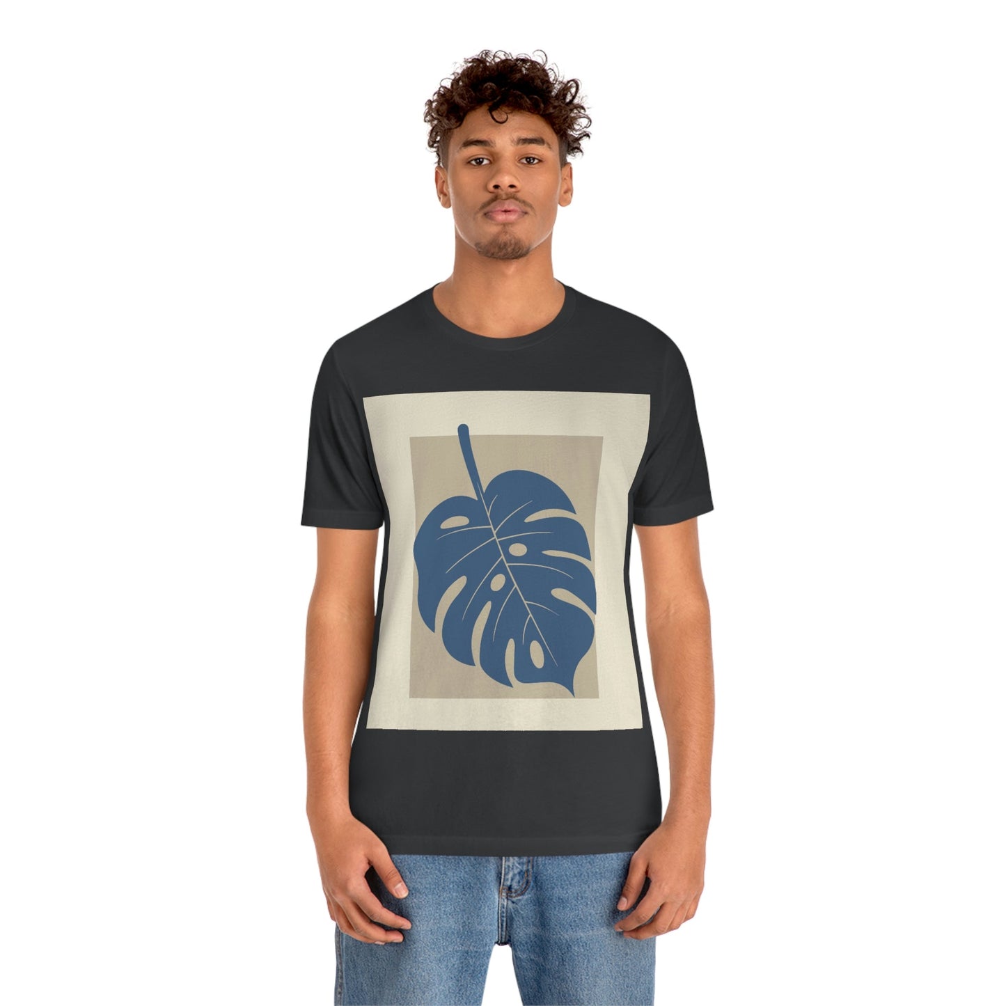 Monstera Leaf Modern Minimal Art Plant Unisex Jersey Short Sleeve T-Shirt Ichaku [Perfect Gifts Selection]