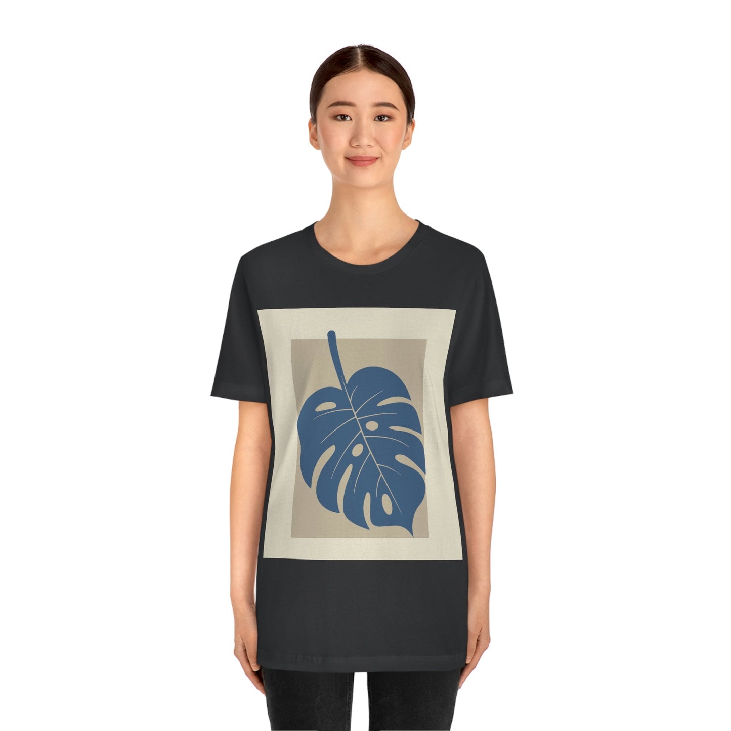 Monstera Leaf Modern Minimal Art Plant Unisex Jersey Short Sleeve T-Shirt Ichaku [Perfect Gifts Selection]