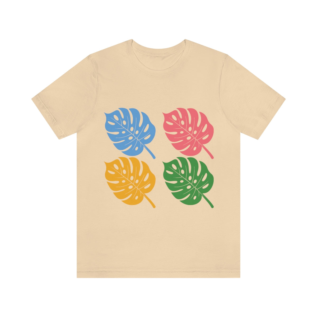 Monstera Leaves Colour Plant Pattern Houseplant Unisex Jersey Short Sleeve T-Shirt Ichaku [Perfect Gifts Selection]