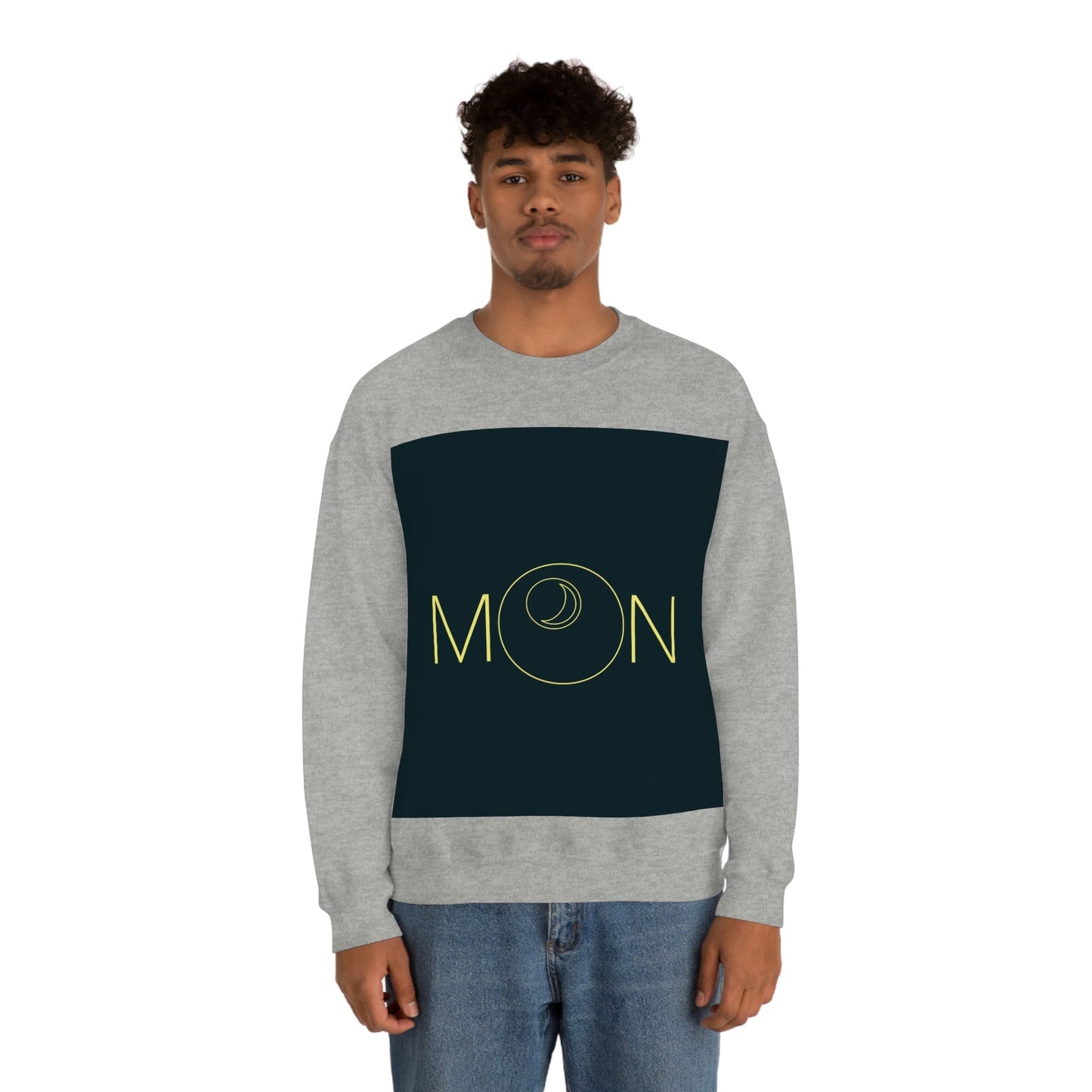 Moon Aesthetic Typography Graphic Drawing Art Unisex Heavy Blend™ Crewneck Sweatshirt Ichaku [Perfect Gifts Selection]