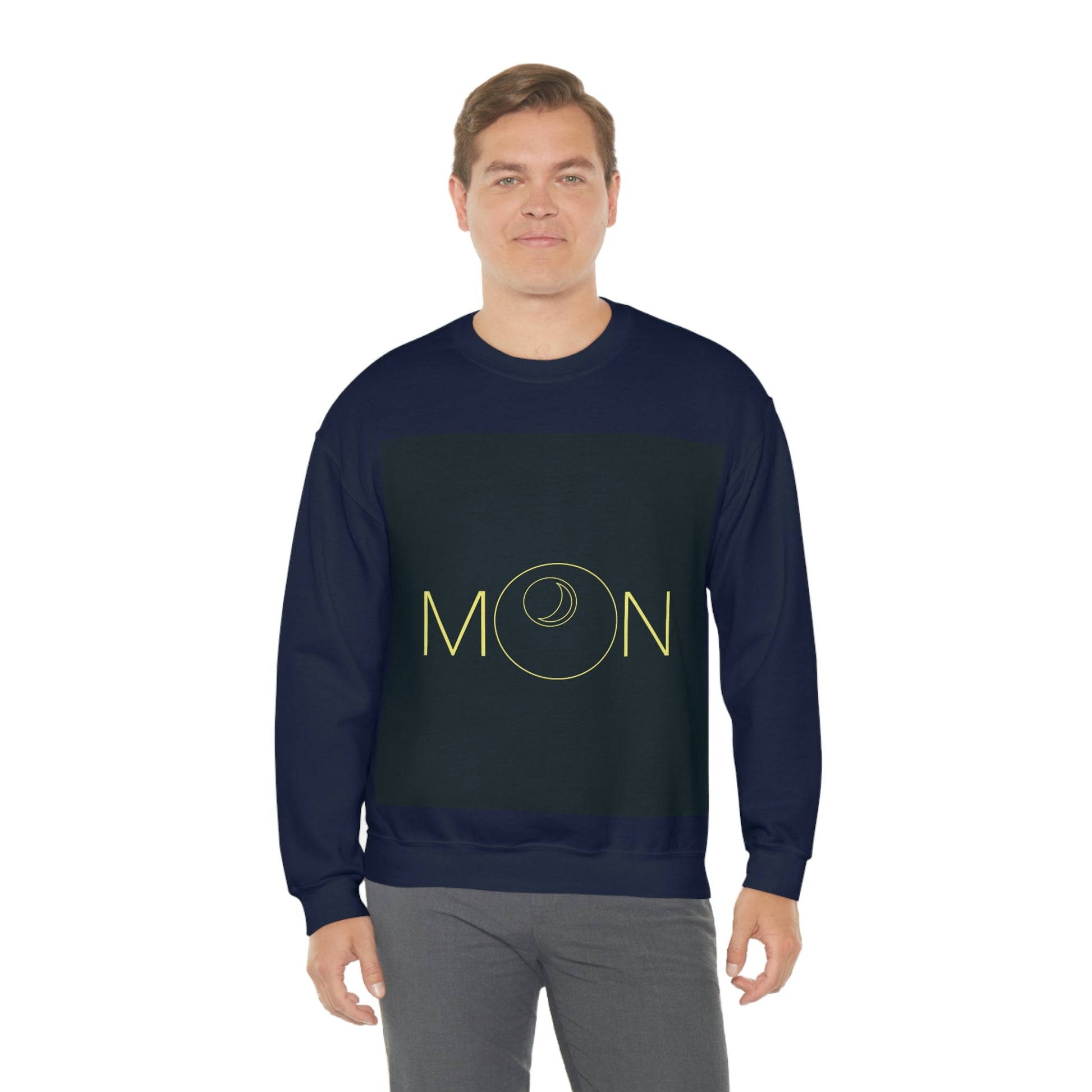 Moon Aesthetic Typography Graphic Drawing Art Unisex Heavy Blend™ Crewneck Sweatshirt Ichaku [Perfect Gifts Selection]