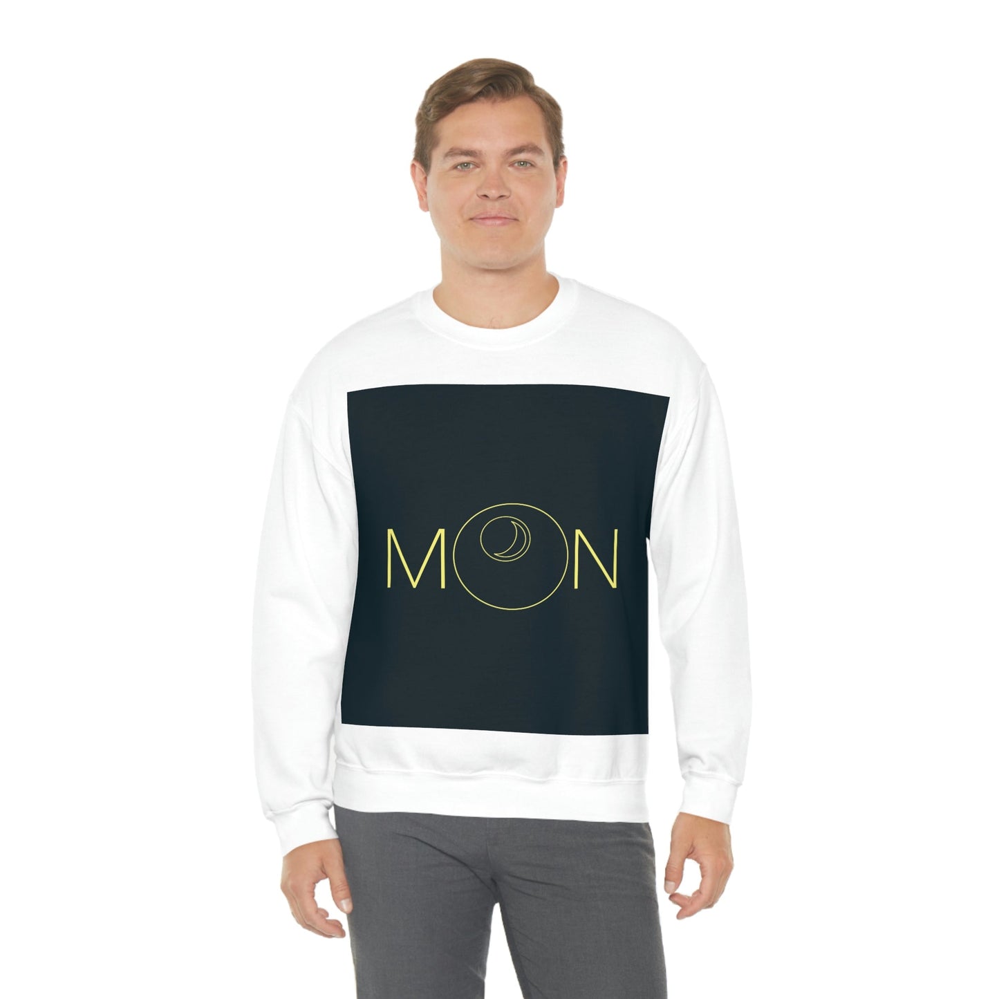 Moon Aesthetic Typography Graphic Drawing Art Unisex Heavy Blend™ Crewneck Sweatshirt Ichaku [Perfect Gifts Selection]