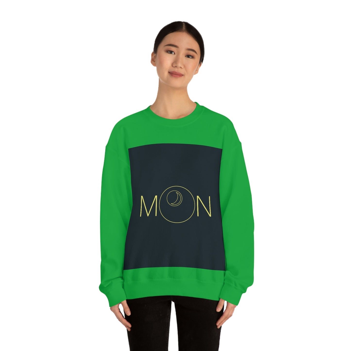 Moon Aesthetic Typography Graphic Drawing Art Unisex Heavy Blend™ Crewneck Sweatshirt Ichaku [Perfect Gifts Selection]