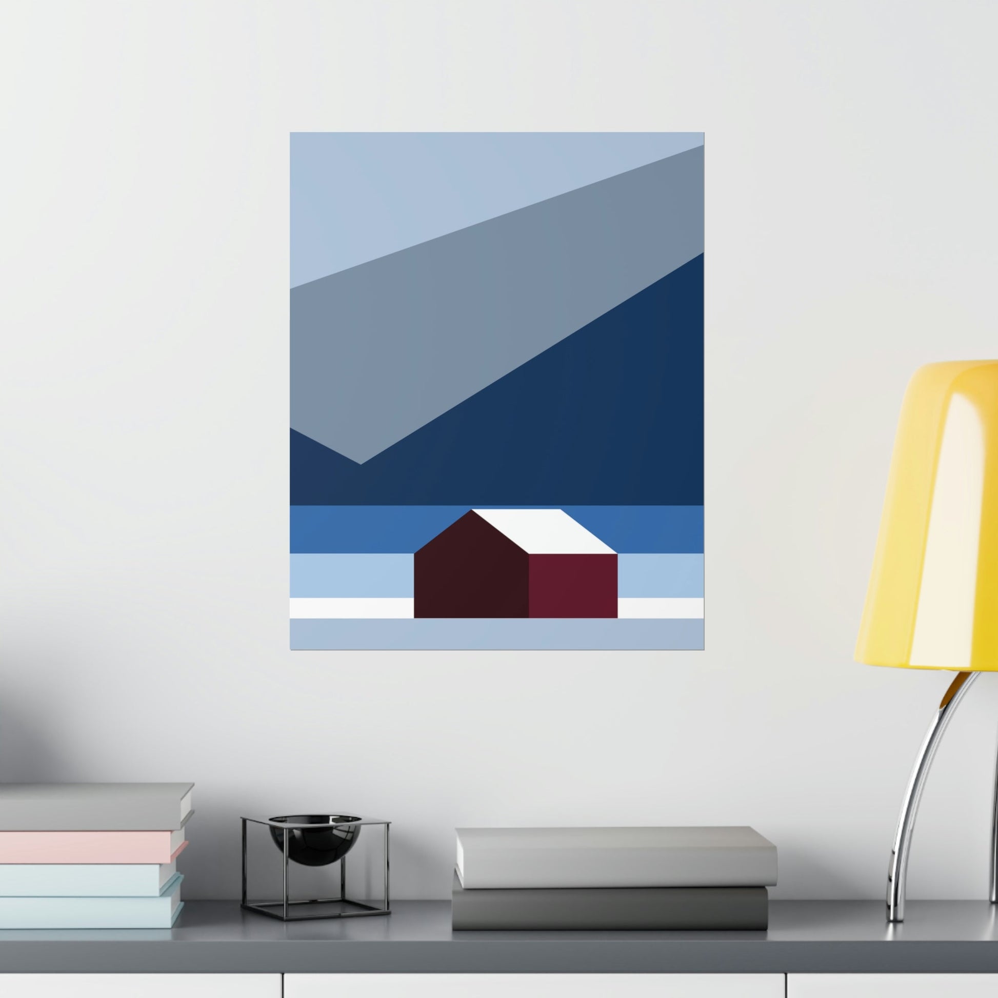 Mountain House Minimal Art Natural Graphic Aesthetic Art Premium Matte Vertical Posters Ichaku [Perfect Gifts Selection]