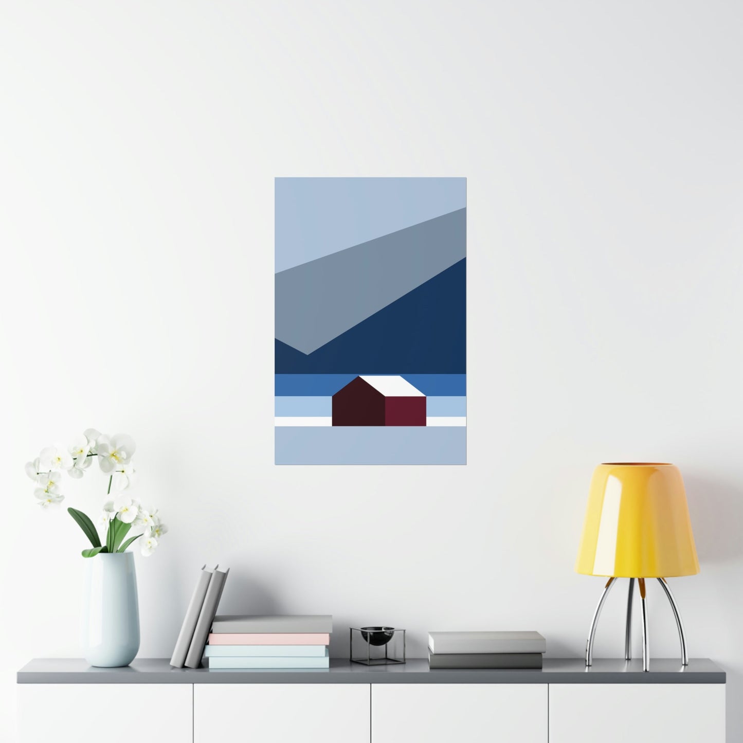 Mountain House Minimal Art Natural Graphic Aesthetic Art Premium Matte Vertical Posters Ichaku [Perfect Gifts Selection]