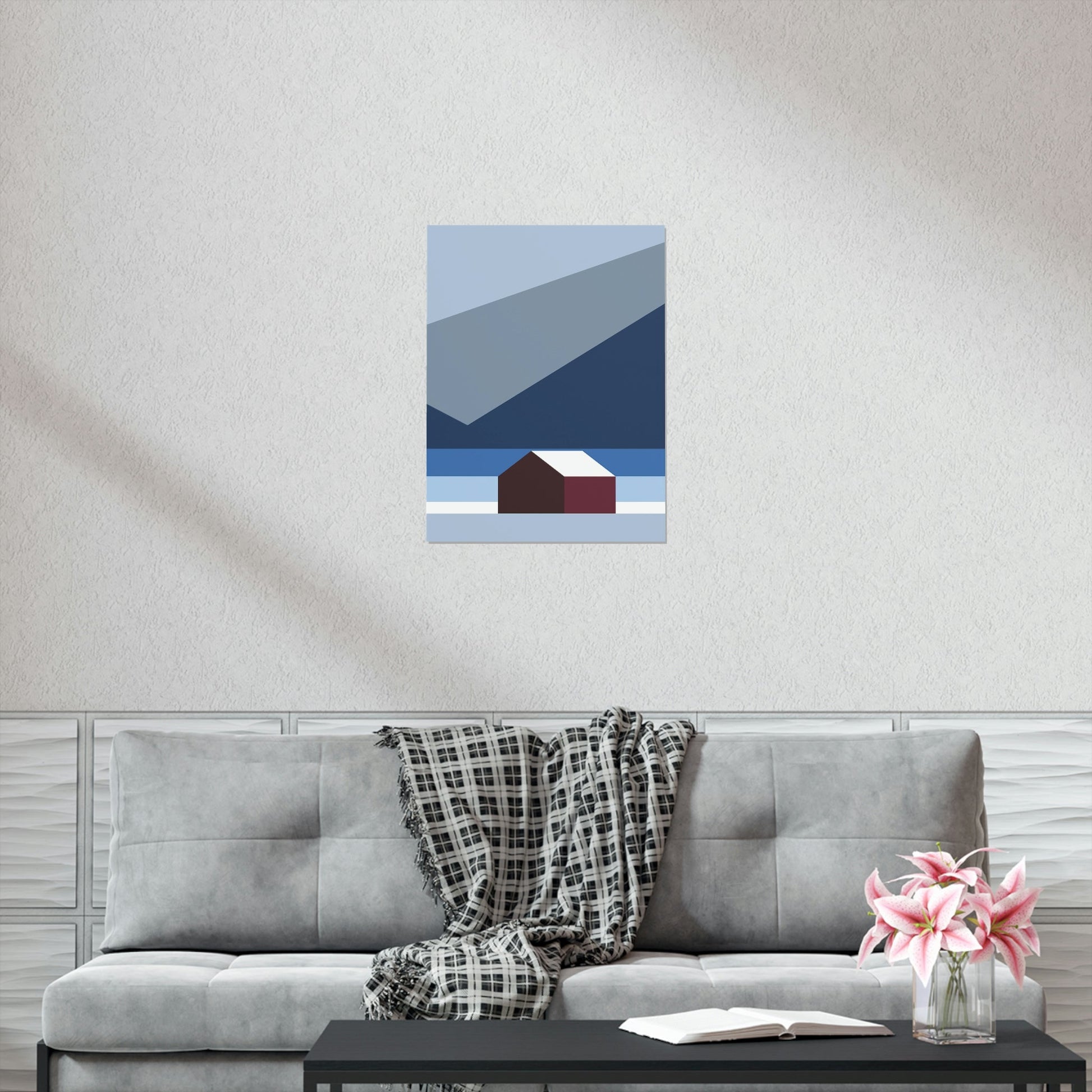 Mountain House Minimal Art Natural Graphic Aesthetic Art Premium Matte Vertical Posters Ichaku [Perfect Gifts Selection]