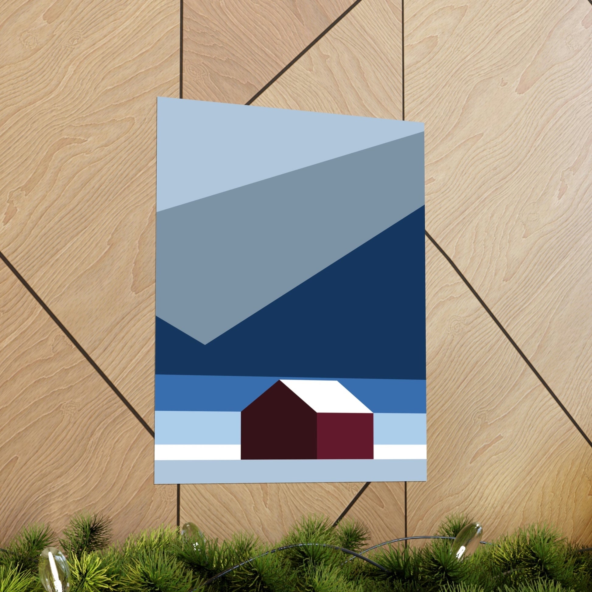 Mountain House Minimal Art Natural Graphic Aesthetic Art Premium Matte Vertical Posters Ichaku [Perfect Gifts Selection]