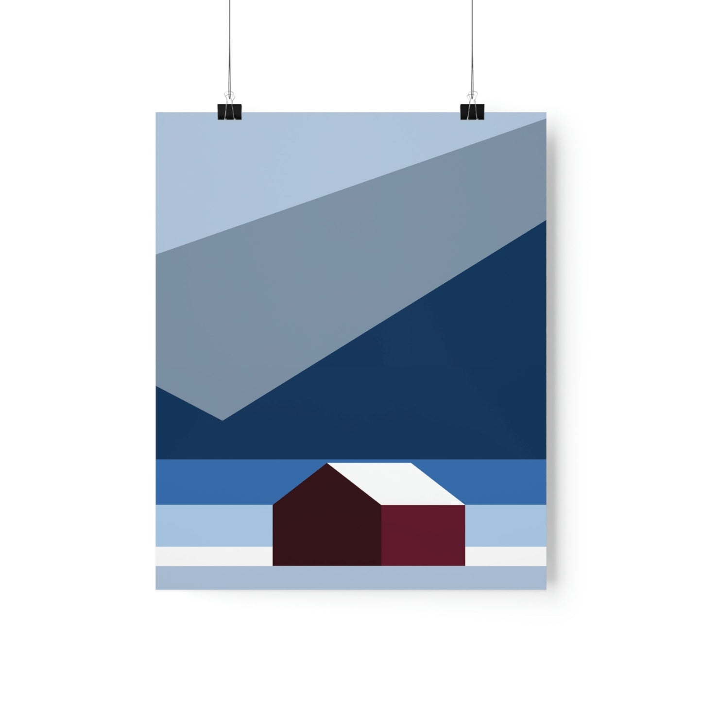 Mountain House Minimal Art Natural Graphic Aesthetic Art Premium Matte Vertical Posters Ichaku [Perfect Gifts Selection]