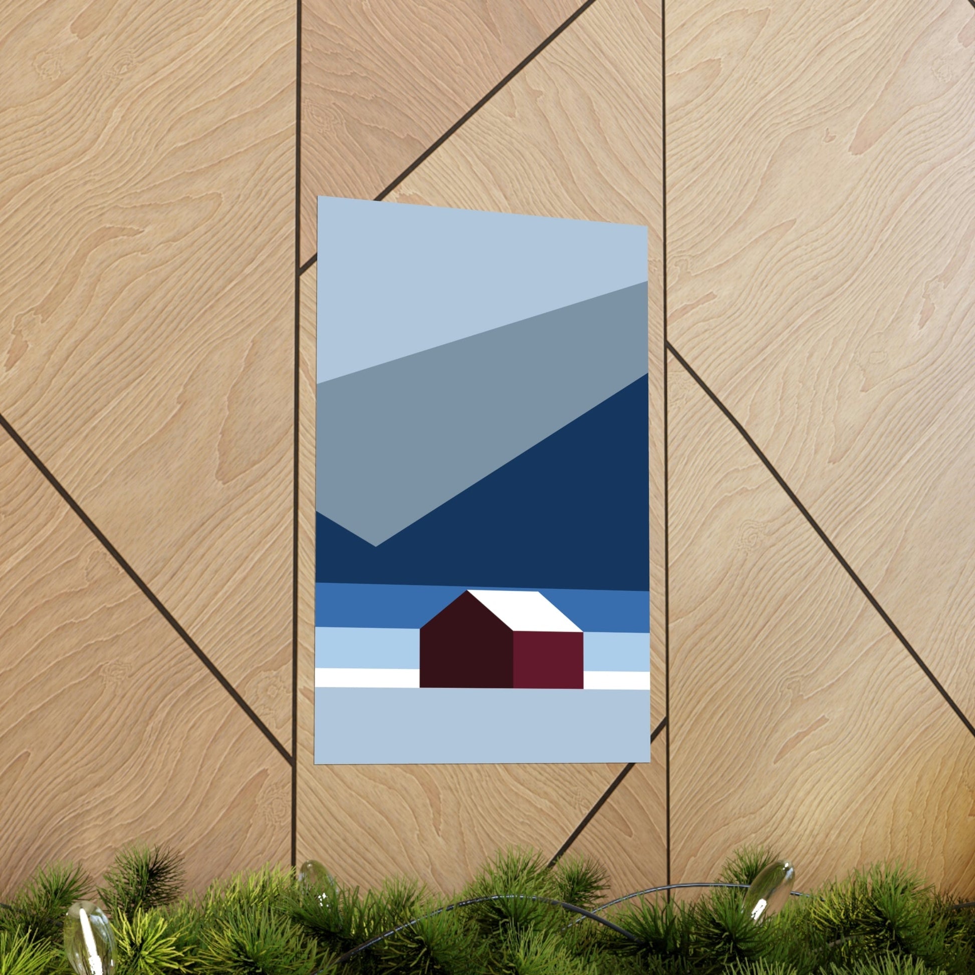 Mountain House Minimal Art Natural Graphic Aesthetic Art Premium Matte Vertical Posters Ichaku [Perfect Gifts Selection]