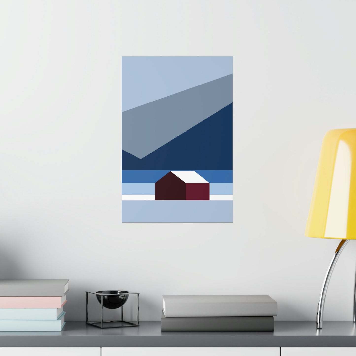 Mountain House Minimal Art Natural Graphic Aesthetic Art Premium Matte Vertical Posters Ichaku [Perfect Gifts Selection]