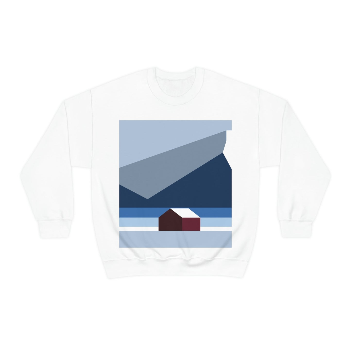 Mountain House Minimal Art Natural Graphic Aesthetic Art Unisex Heavy Blend™ Crewneck Sweatshirt Ichaku [Perfect Gifts Selection]