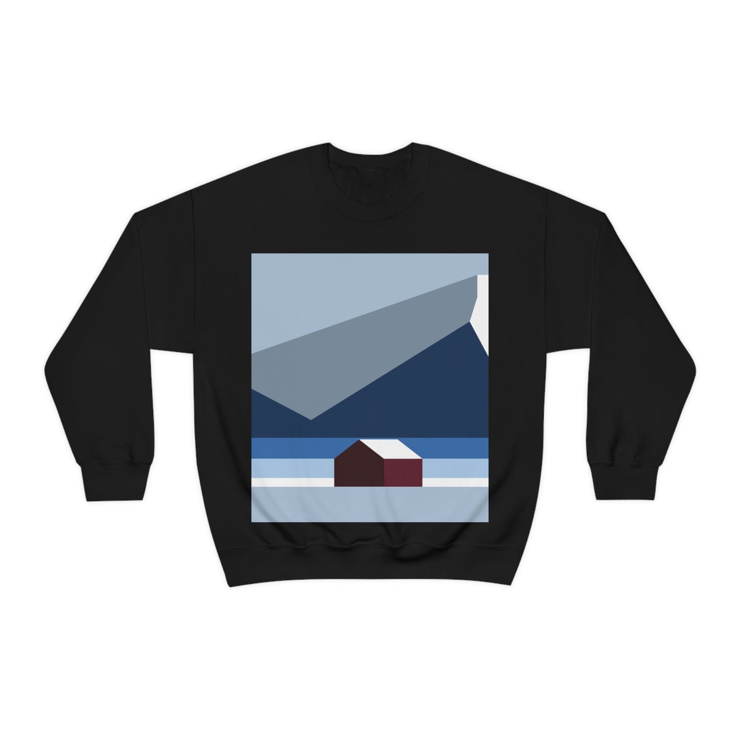 Mountain House Minimal Art Natural Graphic Aesthetic Art Unisex Heavy Blend™ Crewneck Sweatshirt Ichaku [Perfect Gifts Selection]