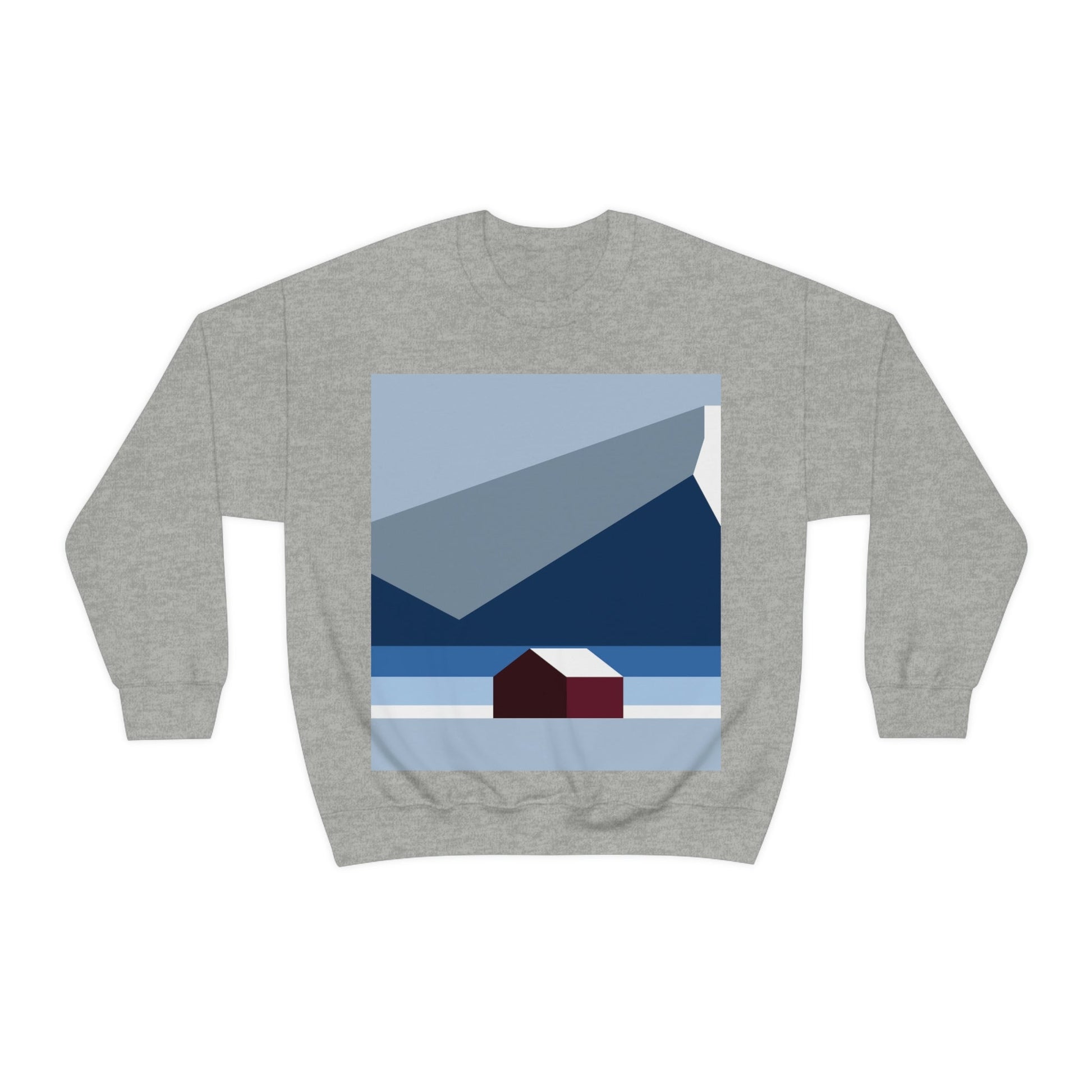 Mountain House Minimal Art Natural Graphic Aesthetic Art Unisex Heavy Blend™ Crewneck Sweatshirt Ichaku [Perfect Gifts Selection]