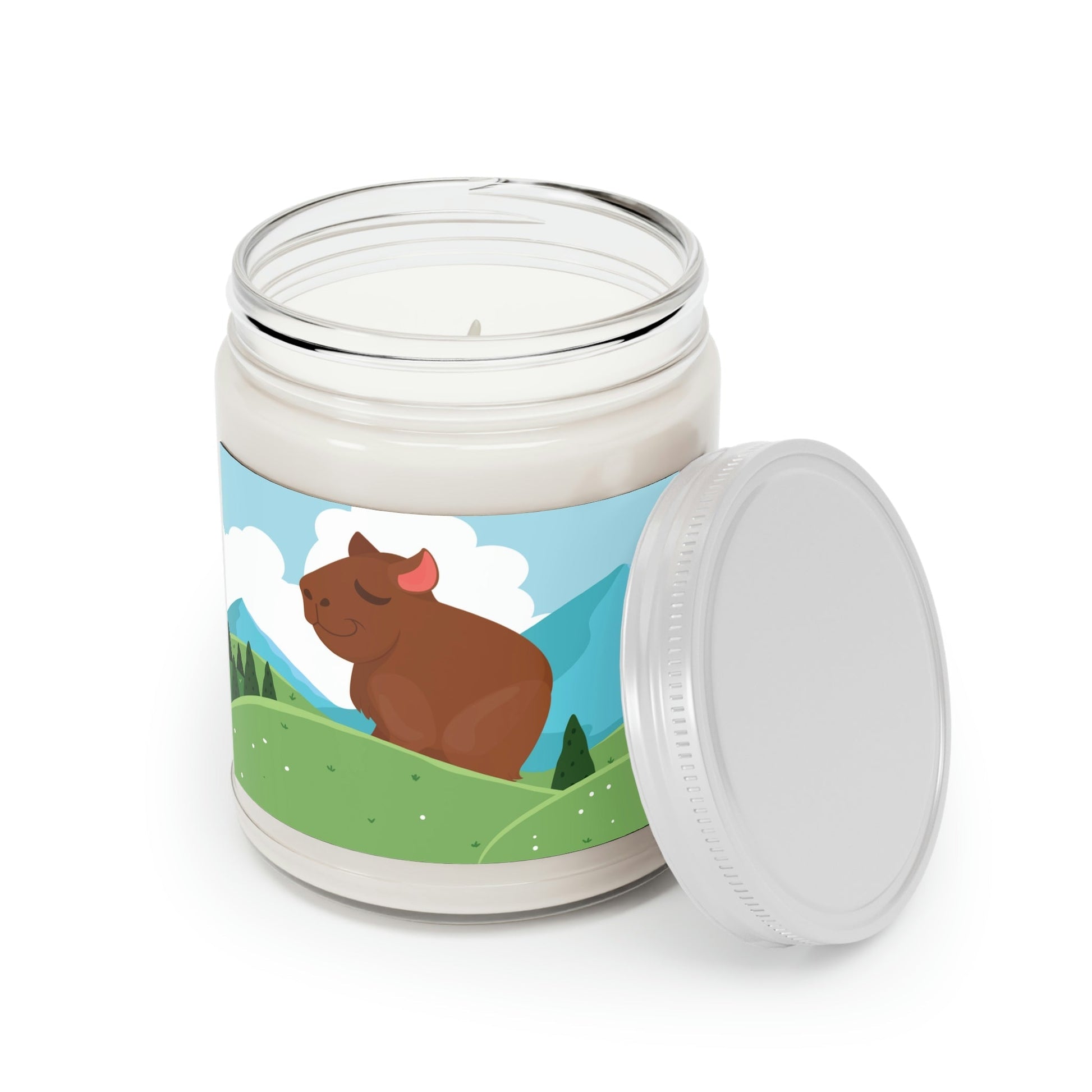 Mountain Wild Capybara Cute Funny Anime Art Cartoon Scented Candle Up to 60hSoy Wax 9oz Ichaku [Perfect Gifts Selection]