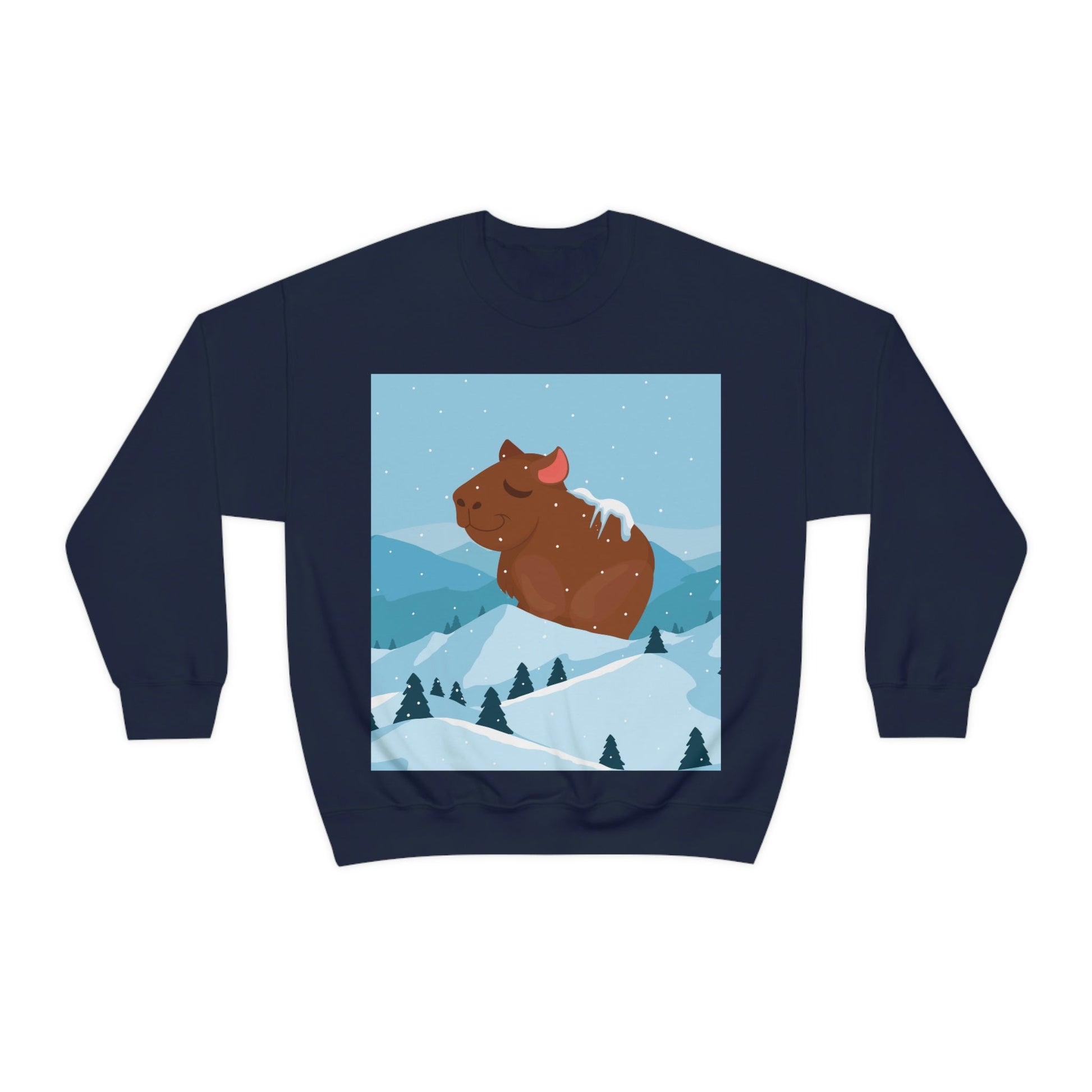 Mountain Wild Capybara Cute Funny Anime Art Cartoon Unisex Heavy Blend™ Crewneck Sweatshirt Ichaku [Perfect Gifts Selection]