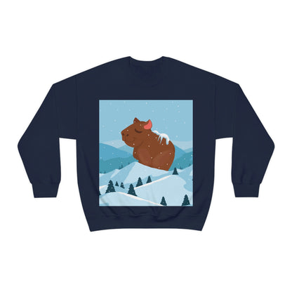 Mountain Wild Capybara Cute Funny Anime Art Cartoon Unisex Heavy Blend™ Crewneck Sweatshirt Ichaku [Perfect Gifts Selection]