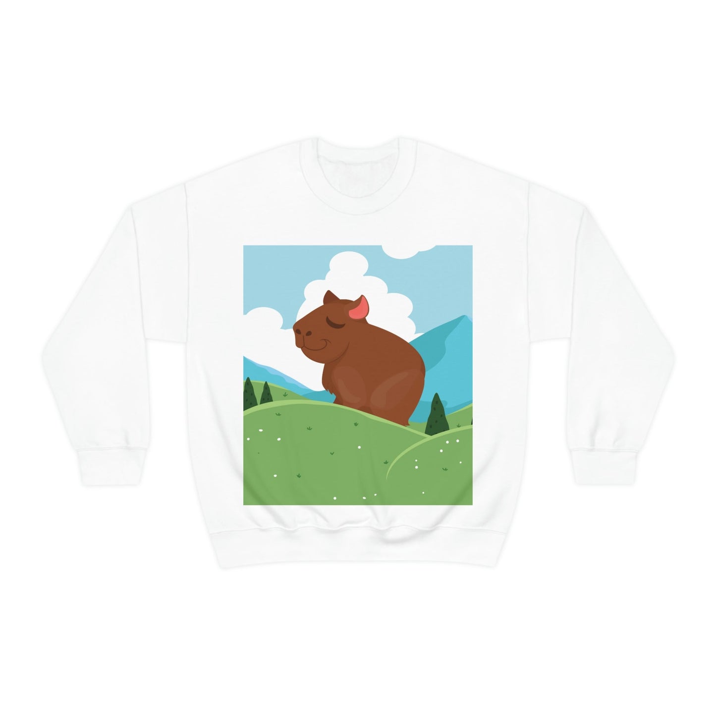 Mountain Wild Capybara Cute Funny Anime Art Cartoon Unisex Heavy Blend™ Crewneck Sweatshirt Ichaku [Perfect Gifts Selection]