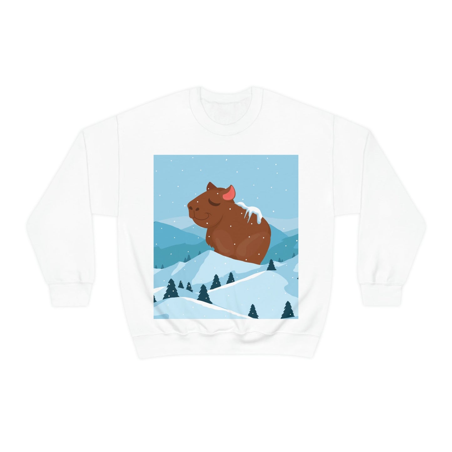 Mountain Wild Capybara Cute Funny Anime Art Cartoon Unisex Heavy Blend™ Crewneck Sweatshirt Ichaku [Perfect Gifts Selection]