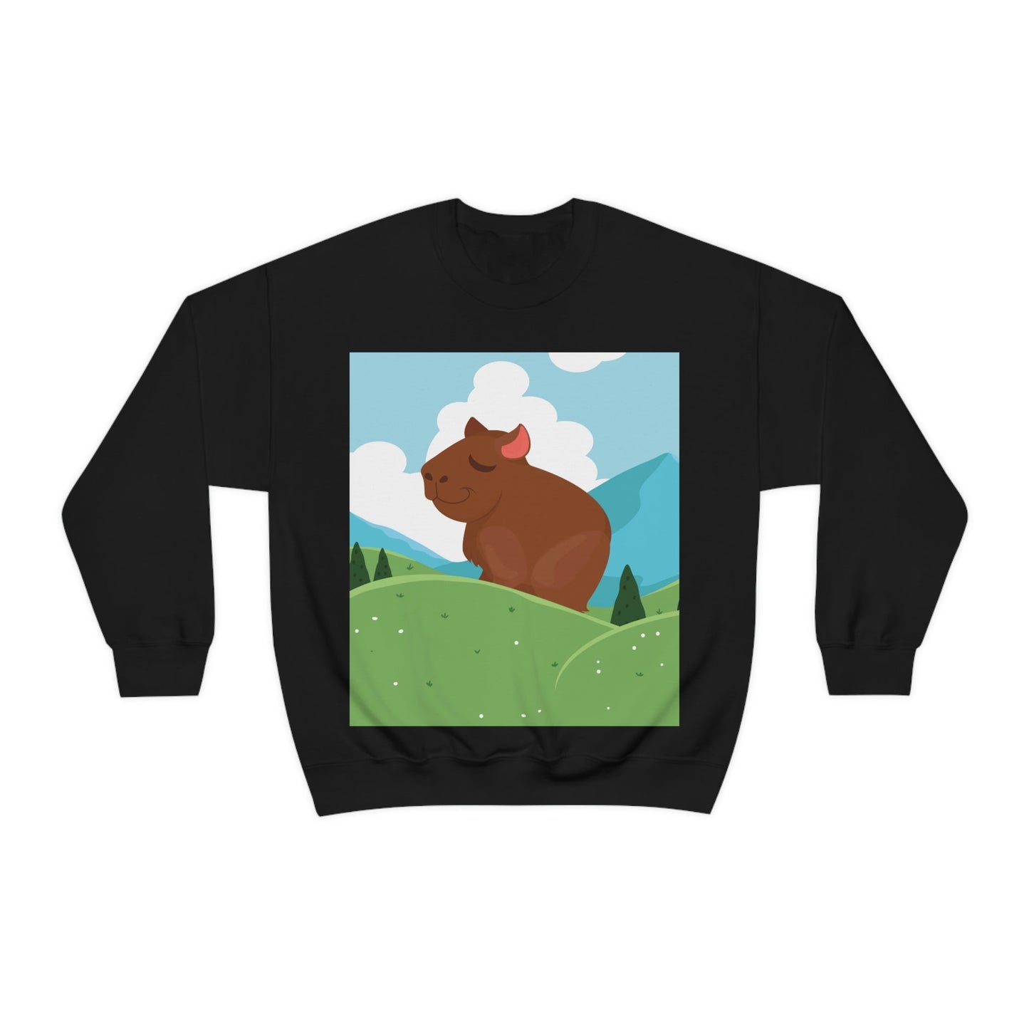 Mountain Wild Capybara Cute Funny Anime Art Cartoon Unisex Heavy Blend™ Crewneck Sweatshirt Ichaku [Perfect Gifts Selection]