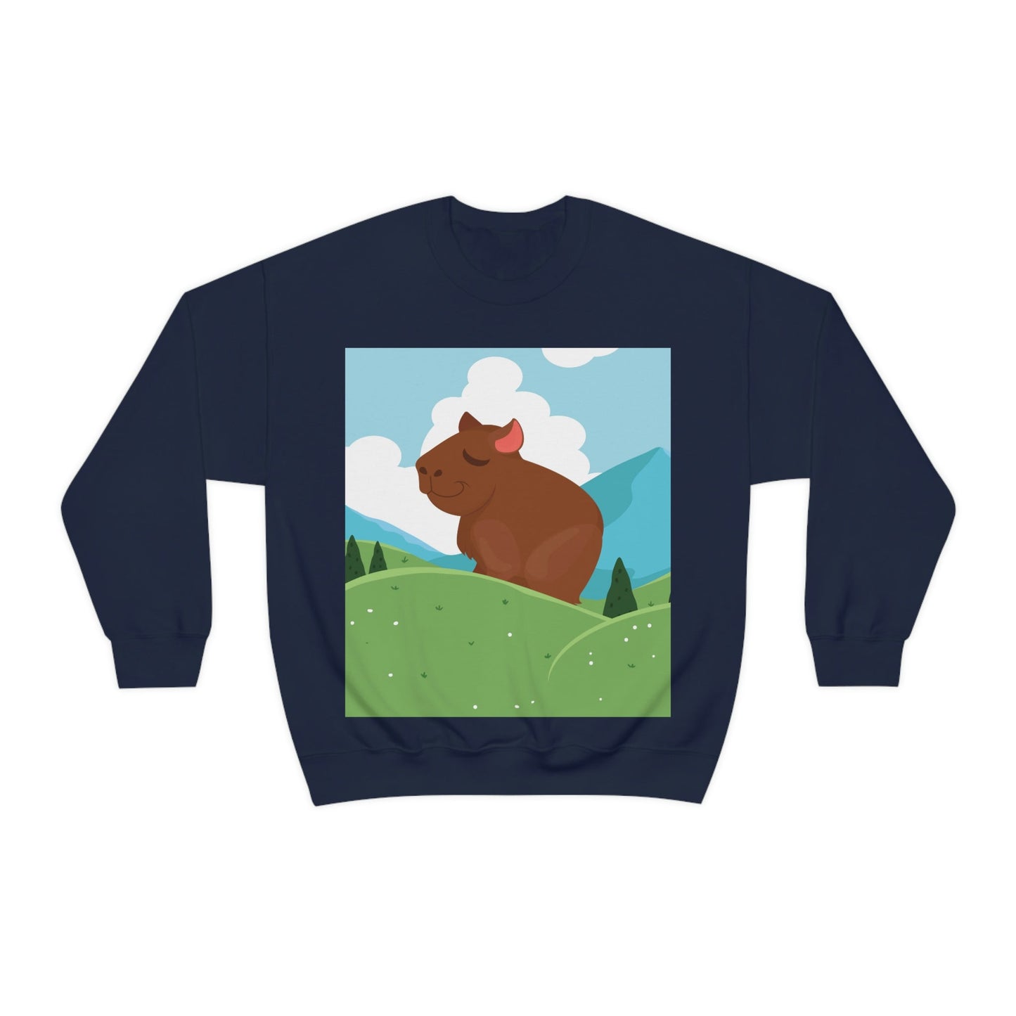 Mountain Wild Capybara Cute Funny Anime Art Cartoon Unisex Heavy Blend™ Crewneck Sweatshirt Ichaku [Perfect Gifts Selection]