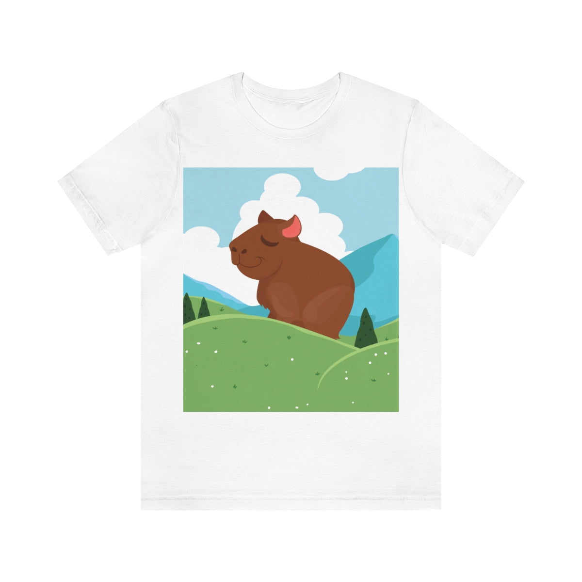 Mountain Wild Capybara Cute Funny Anime Art Cartoon Unisex Jersey Short Sleeve T-Shirt Ichaku [Perfect Gifts Selection]