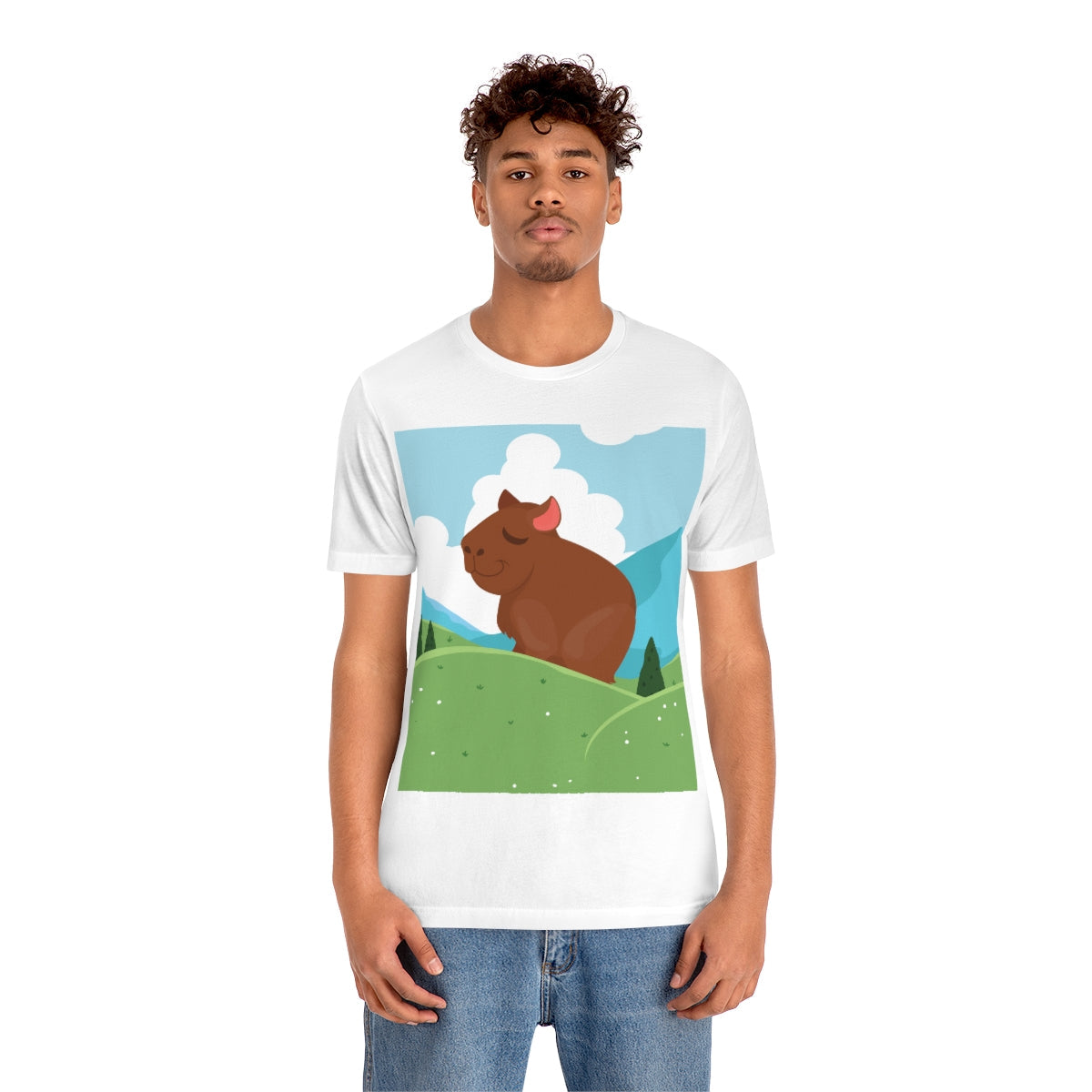 Mountain Wild Capybara Cute Funny Anime Art Cartoon Unisex Jersey Short Sleeve T-Shirt Ichaku [Perfect Gifts Selection]