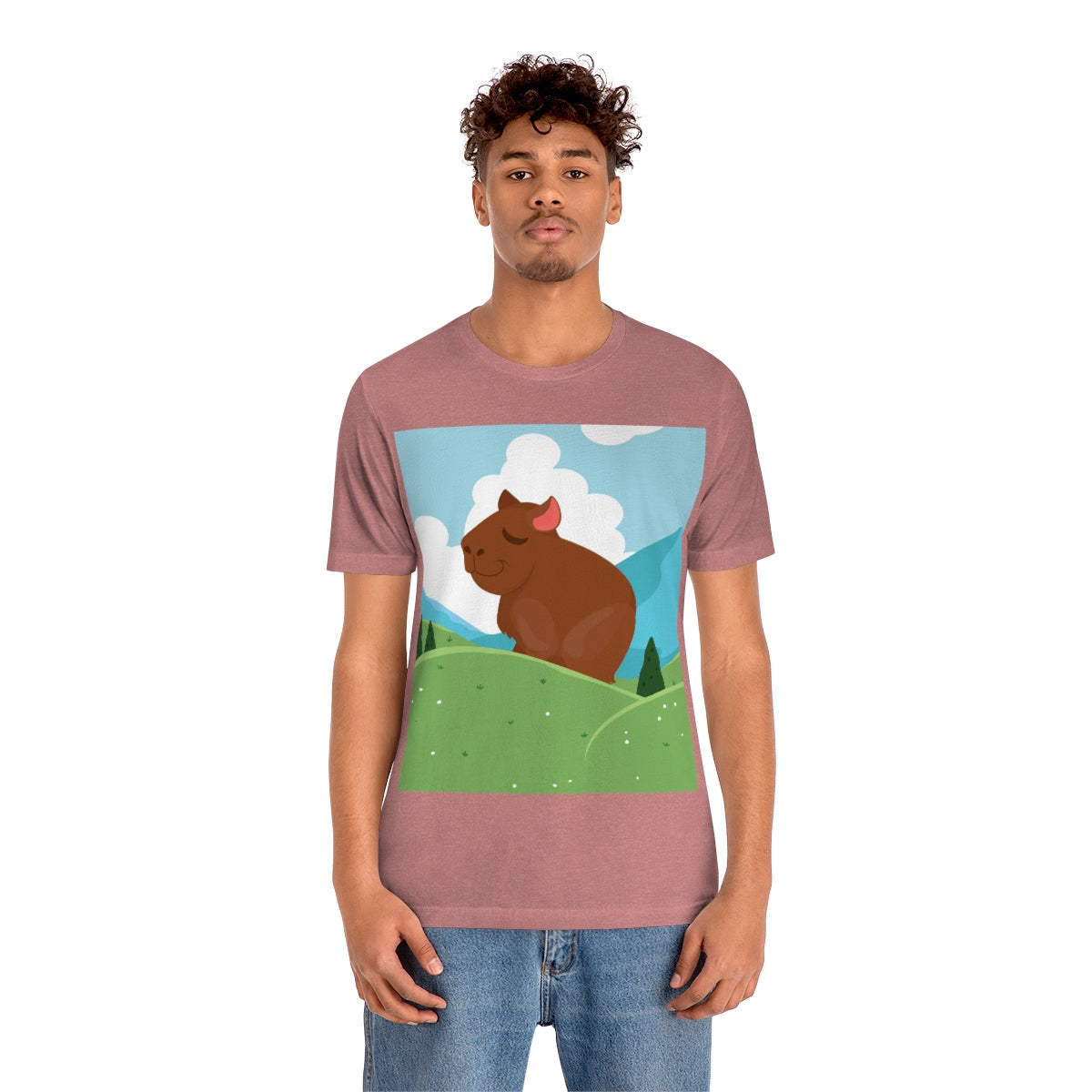 Mountain Wild Capybara Cute Funny Anime Art Cartoon Unisex Jersey Short Sleeve T-Shirt Ichaku [Perfect Gifts Selection]