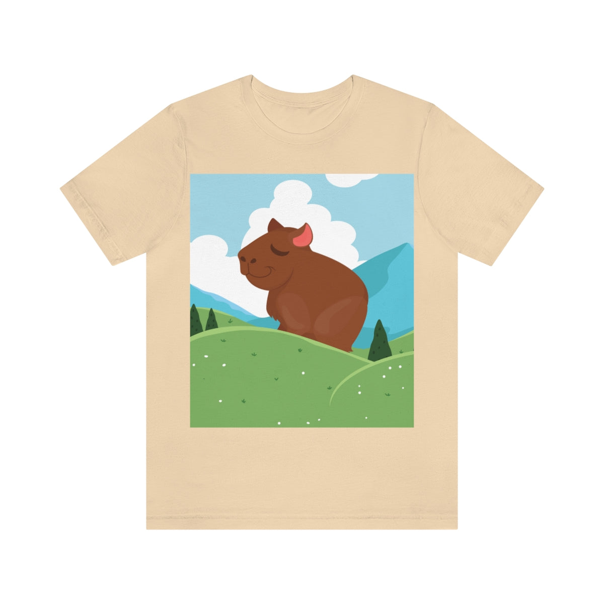 Mountain Wild Capybara Cute Funny Anime Art Cartoon Unisex Jersey Short Sleeve T-Shirt Ichaku [Perfect Gifts Selection]