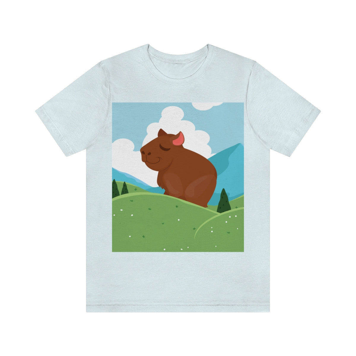 Mountain Wild Capybara Cute Funny Anime Art Cartoon Unisex Jersey Short Sleeve T-Shirt Ichaku [Perfect Gifts Selection]