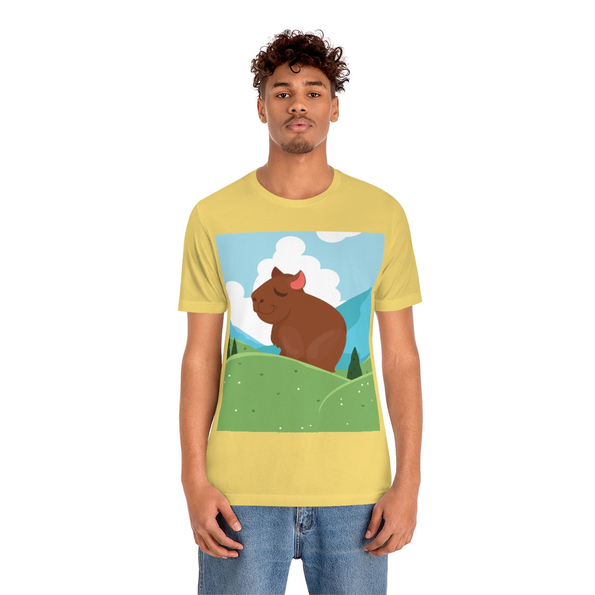 Mountain Wild Capybara Cute Funny Anime Art Cartoon Unisex Jersey Short Sleeve T-Shirt Ichaku [Perfect Gifts Selection]