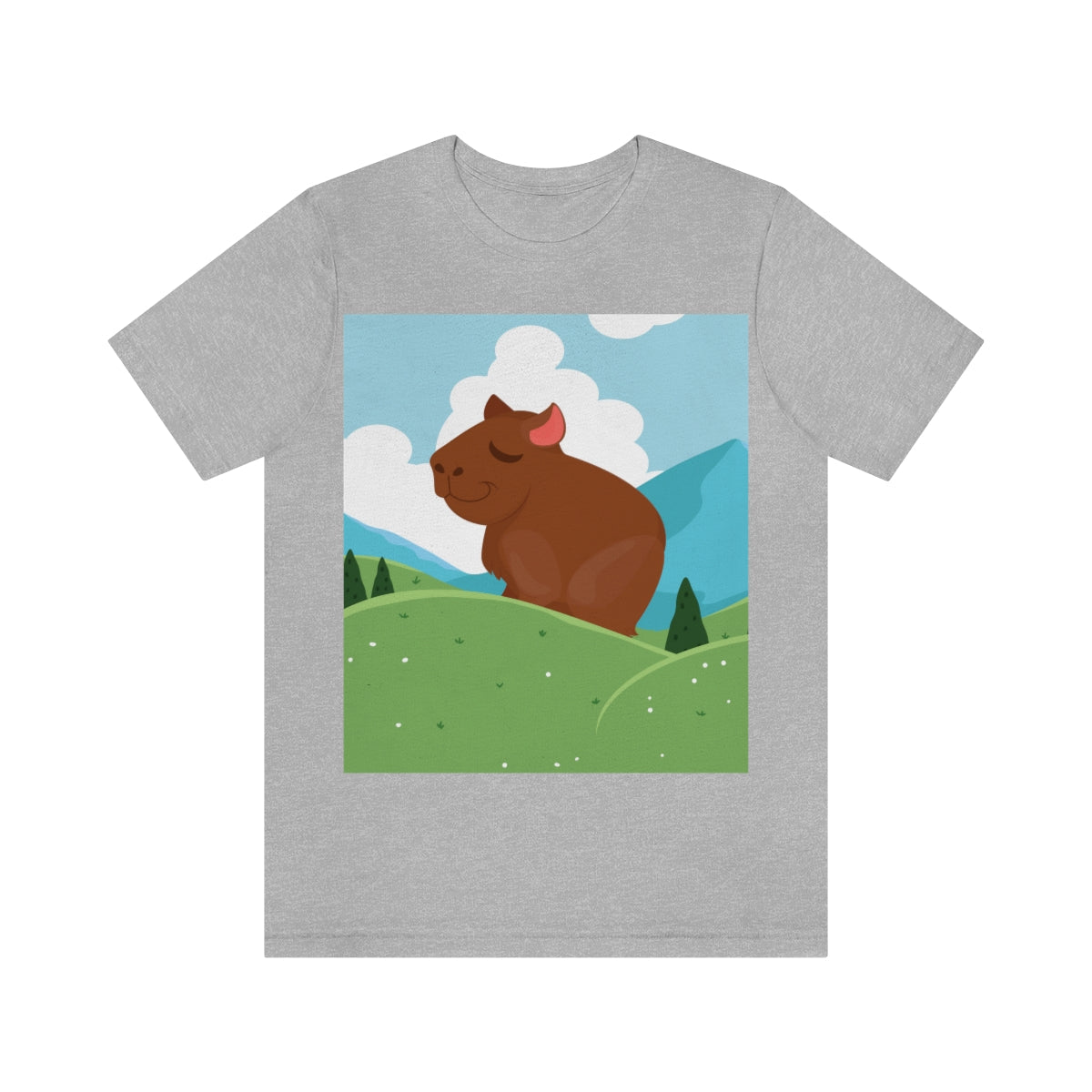 Mountain Wild Capybara Cute Funny Anime Art Cartoon Unisex Jersey Short Sleeve T-Shirt Ichaku [Perfect Gifts Selection]