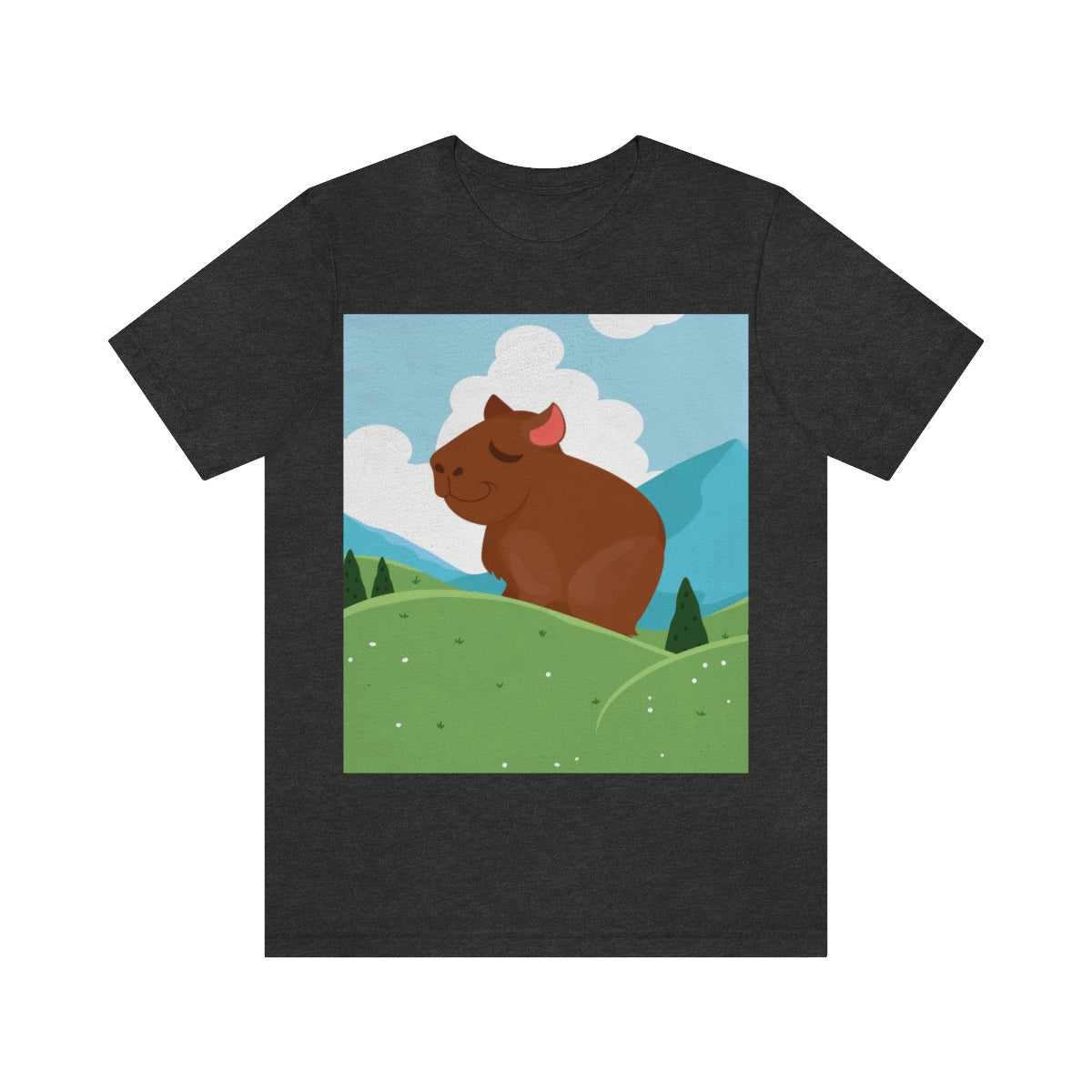 Mountain Wild Capybara Cute Funny Anime Art Cartoon Unisex Jersey Short Sleeve T-Shirt Ichaku [Perfect Gifts Selection]