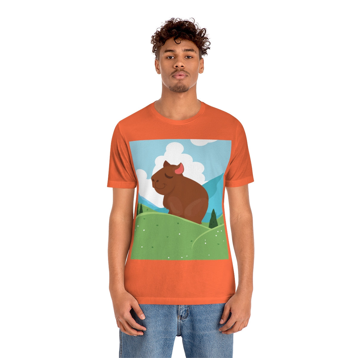 Mountain Wild Capybara Cute Funny Anime Art Cartoon Unisex Jersey Short Sleeve T-Shirt Ichaku [Perfect Gifts Selection]