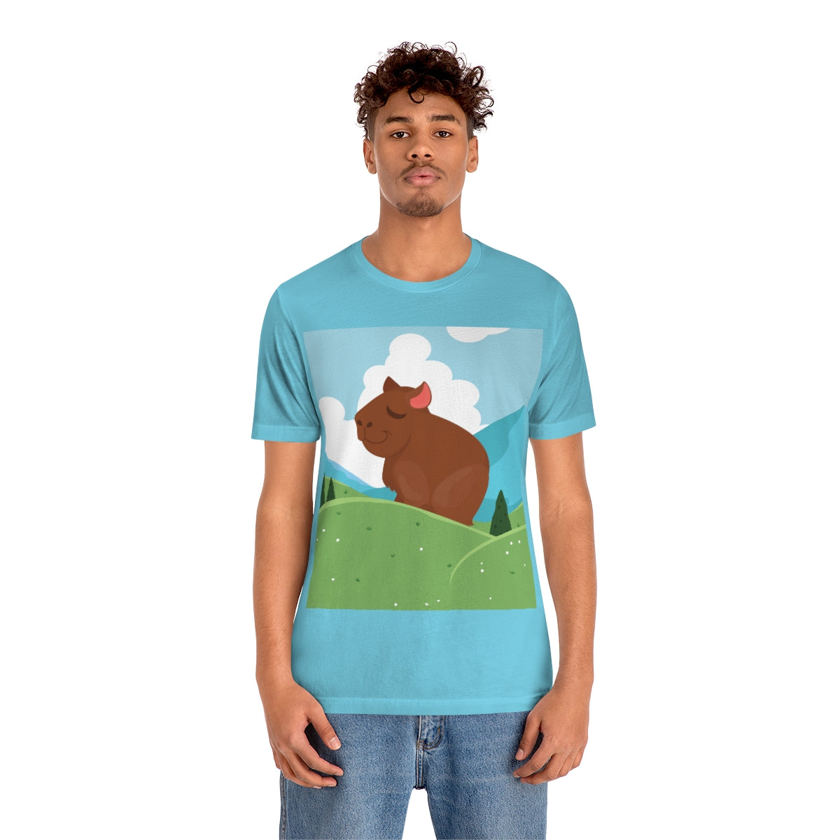 Mountain Wild Capybara Cute Funny Anime Art Cartoon Unisex Jersey Short Sleeve T-Shirt Ichaku [Perfect Gifts Selection]