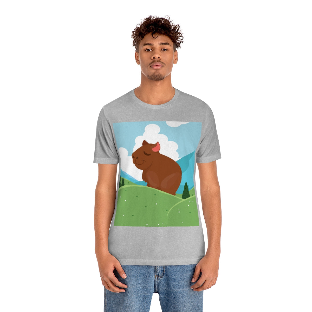 Mountain Wild Capybara Cute Funny Anime Art Cartoon Unisex Jersey Short Sleeve T-Shirt Ichaku [Perfect Gifts Selection]