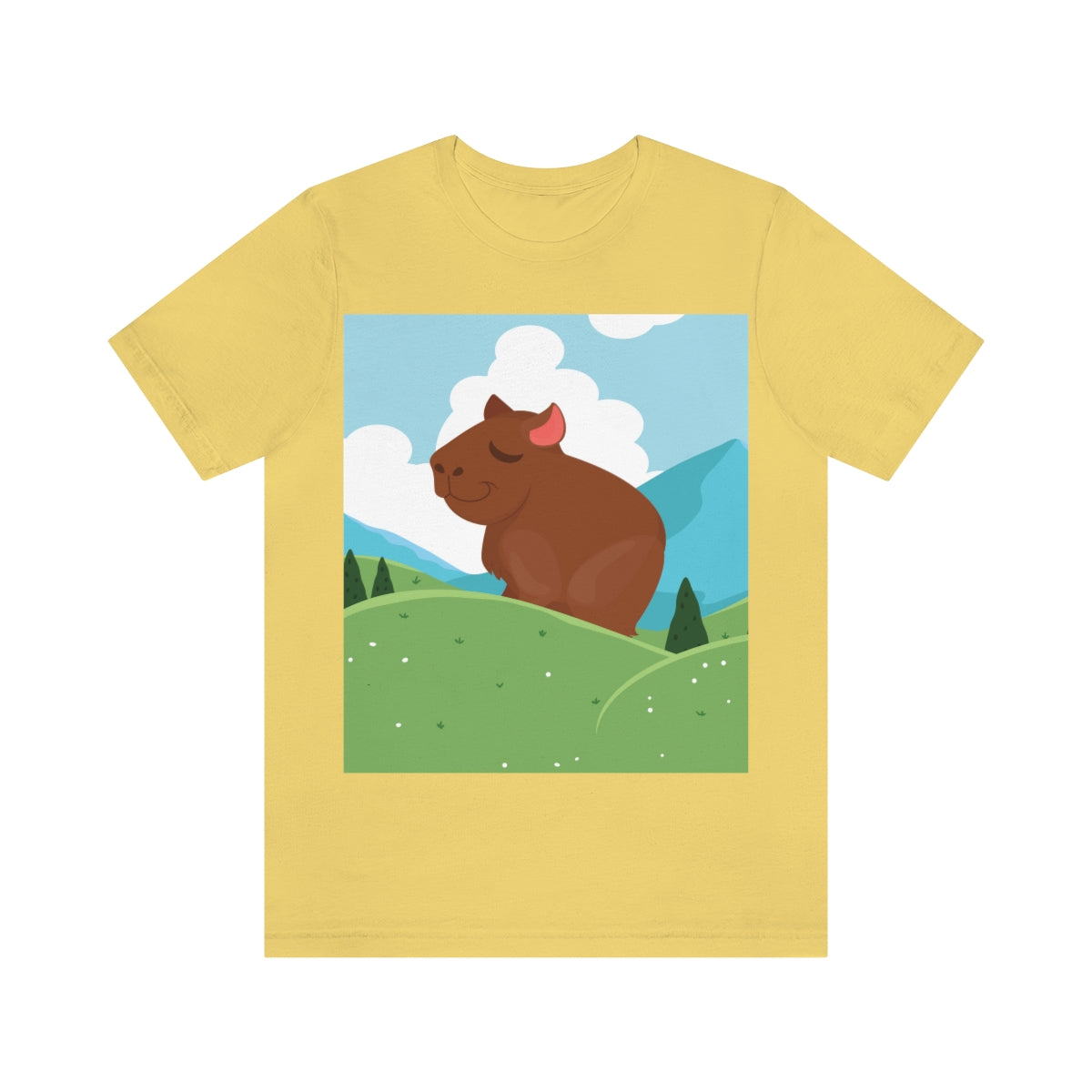 Mountain Wild Capybara Cute Funny Anime Art Cartoon Unisex Jersey Short Sleeve T-Shirt Ichaku [Perfect Gifts Selection]