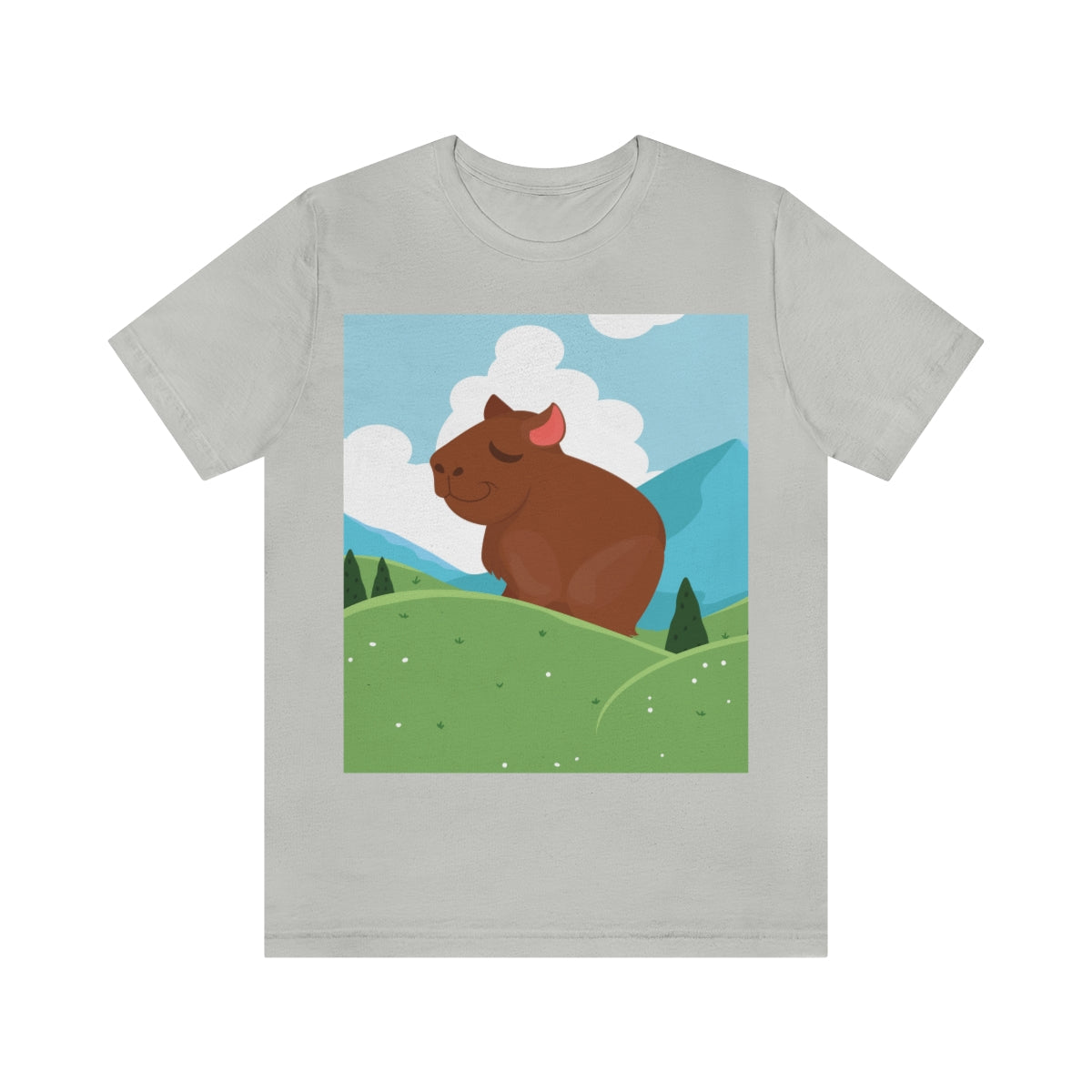 Mountain Wild Capybara Cute Funny Anime Art Cartoon Unisex Jersey Short Sleeve T-Shirt Ichaku [Perfect Gifts Selection]