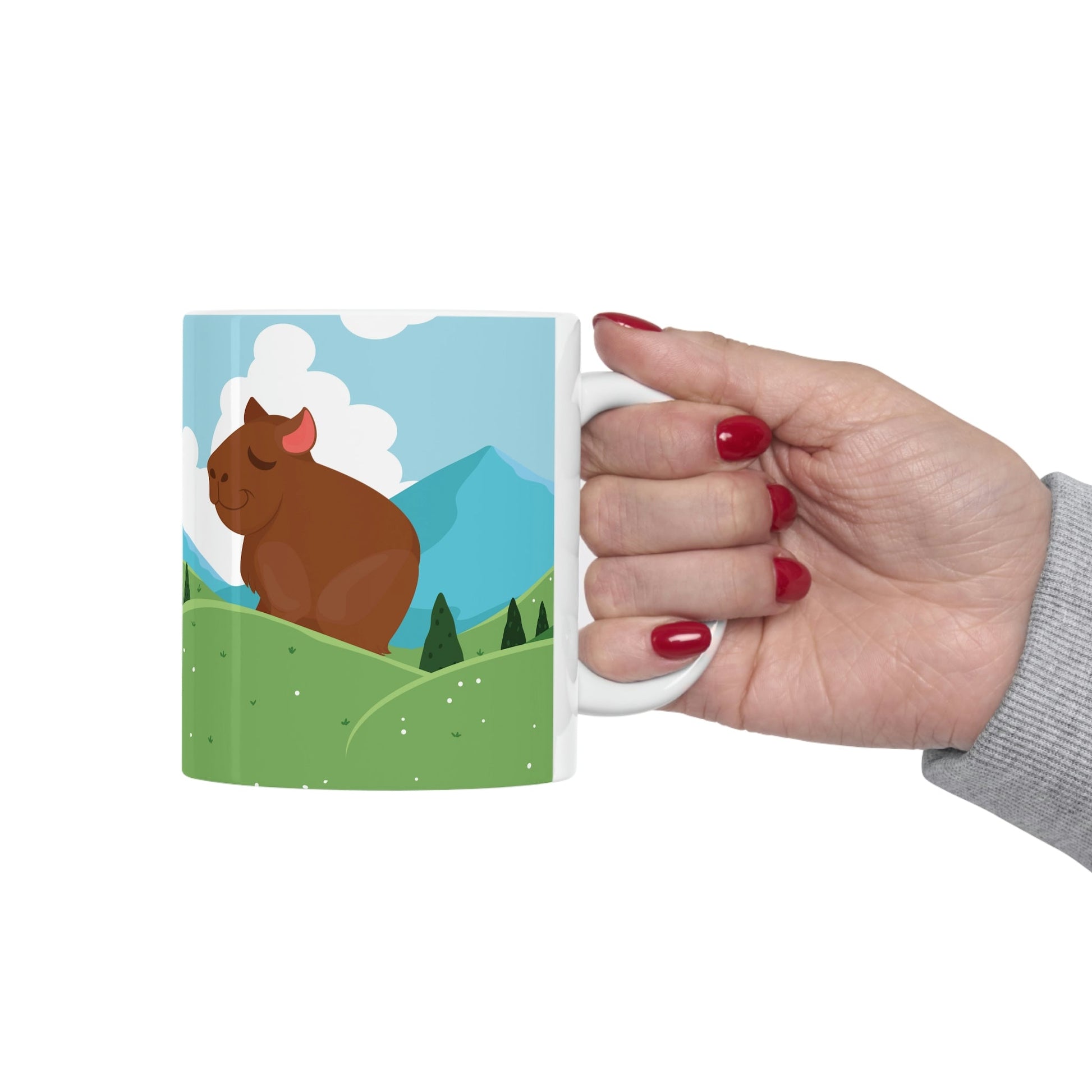 Mountain Wild Capybara Cute Funny Anime Art Ceramic Mug 11oz Ichaku [Perfect Gifts Selection]