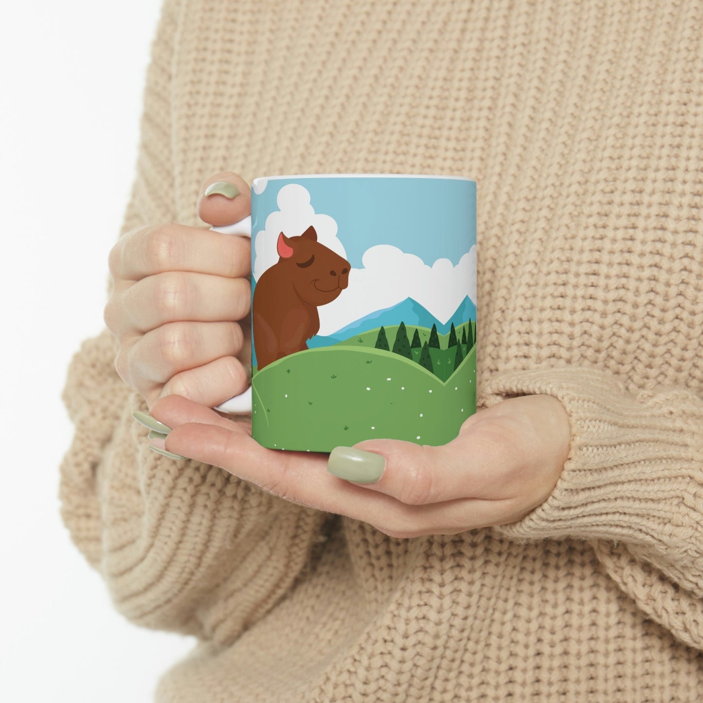 Mountain Wild Capybara Cute Funny Anime Art Ceramic Mug 11oz Ichaku [Perfect Gifts Selection]