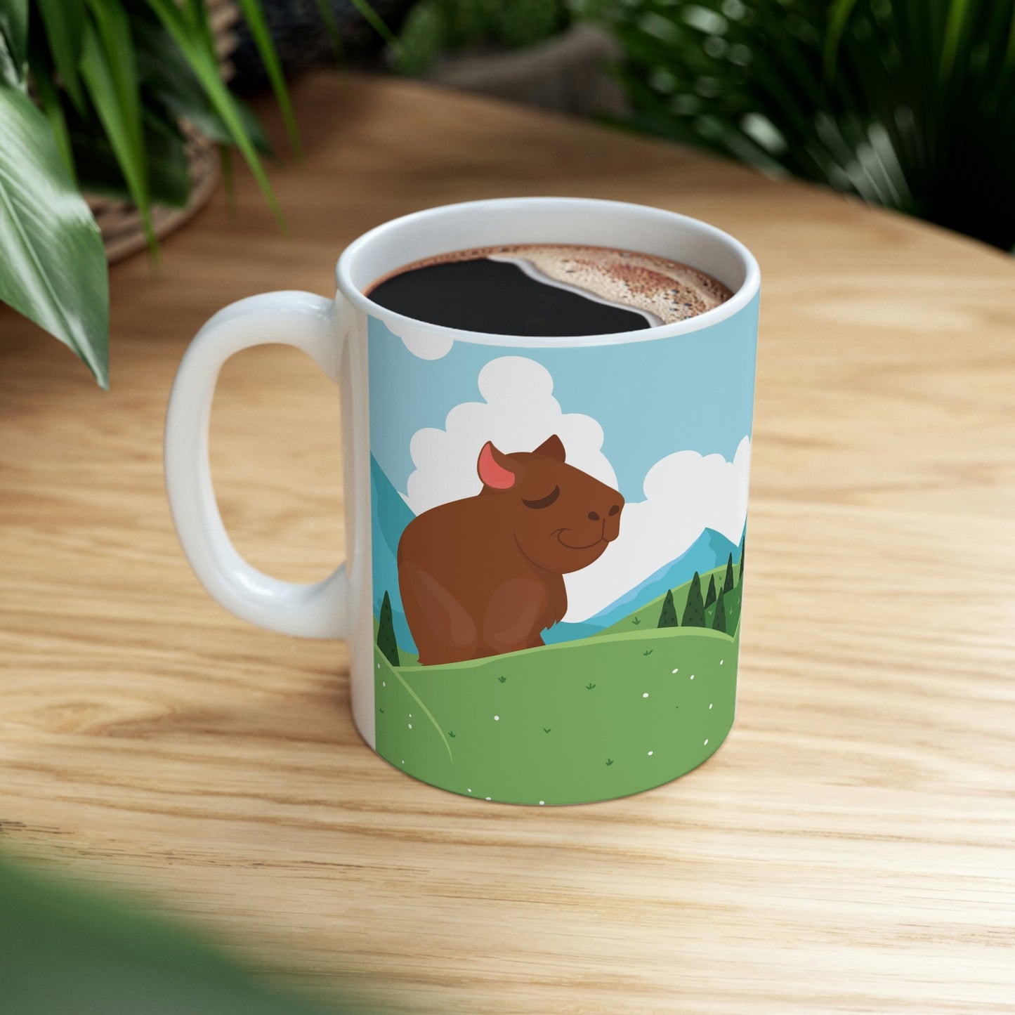 Mountain Wild Capybara Cute Funny Anime Art Ceramic Mug 11oz Ichaku [Perfect Gifts Selection]