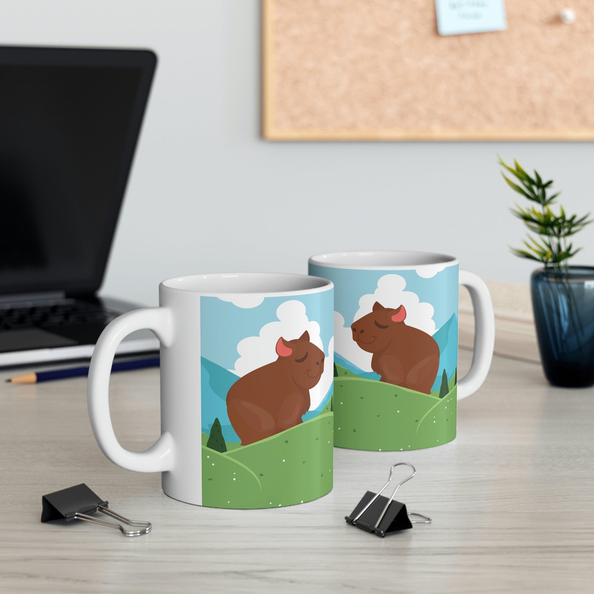 Mountain Wild Capybara Cute Funny Anime Art Ceramic Mug 11oz Ichaku [Perfect Gifts Selection]