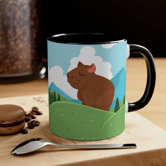 Mountain Wild Capybara Cute Funny Anime Art Classic Accent Coffee Mug 11oz Ichaku [Perfect Gifts Selection]