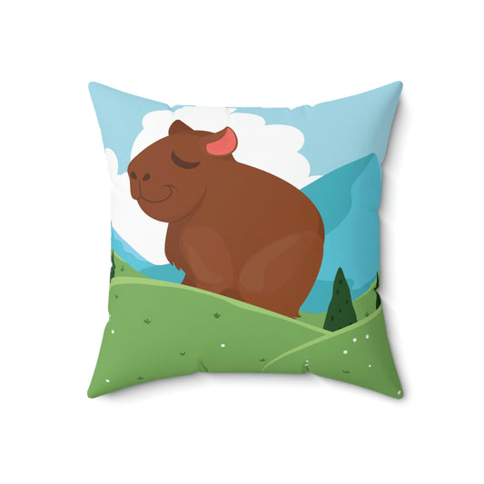 Mountain Wild Capybara Cute Funny Anime Art Spun Polyester Square Pillow Ichaku [Perfect Gifts Selection]