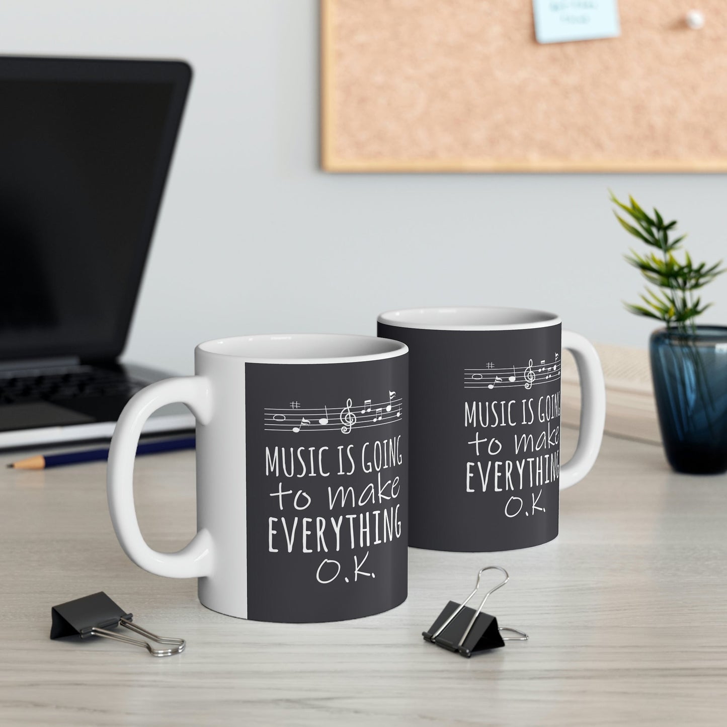 Music Is Going To Make Everything Ok Music Quotes Ceramic Mug 11oz Ichaku [Perfect Gifts Selection]