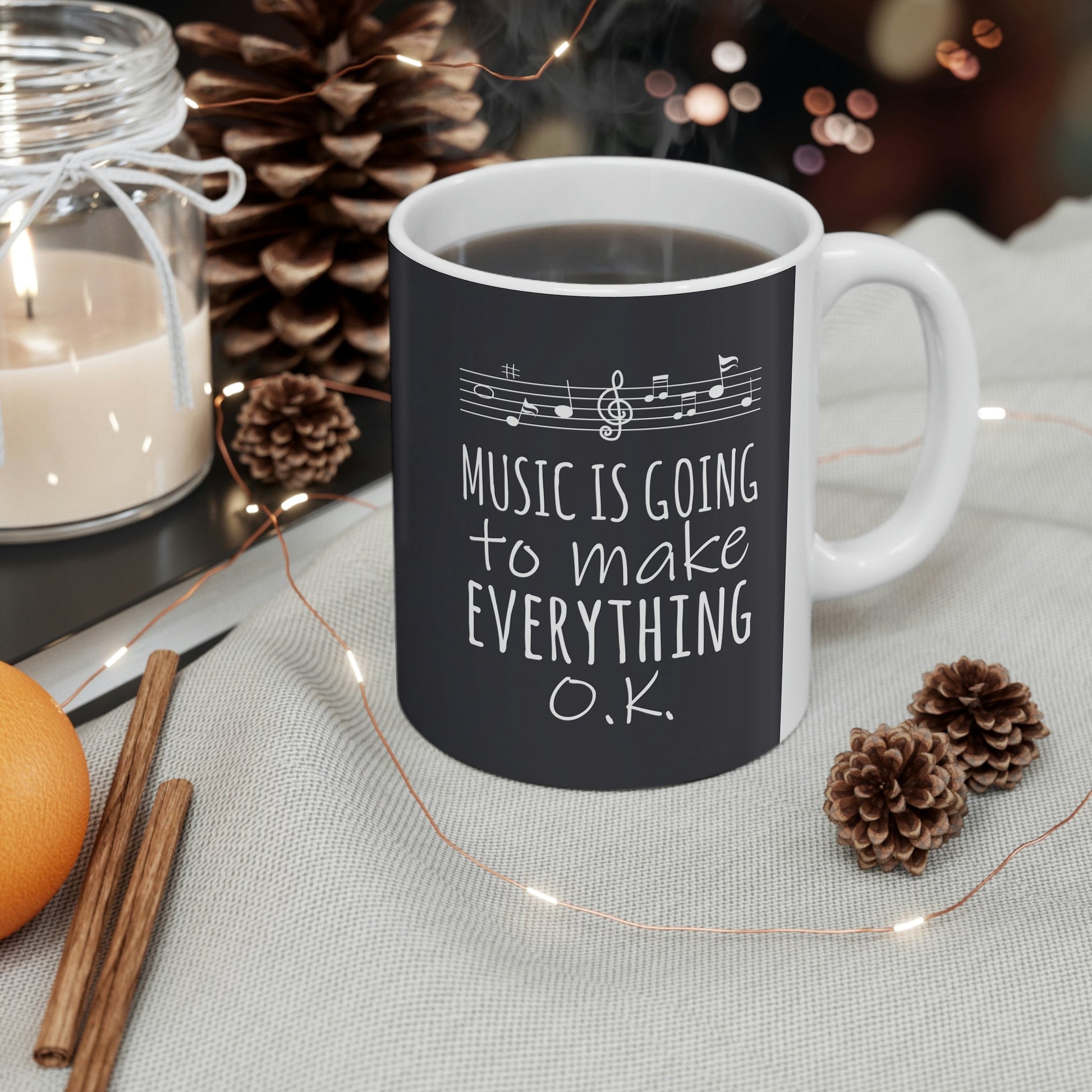 Music Is Going To Make Everything Ok Music Quotes Ceramic Mug 11oz Ichaku [Perfect Gifts Selection]