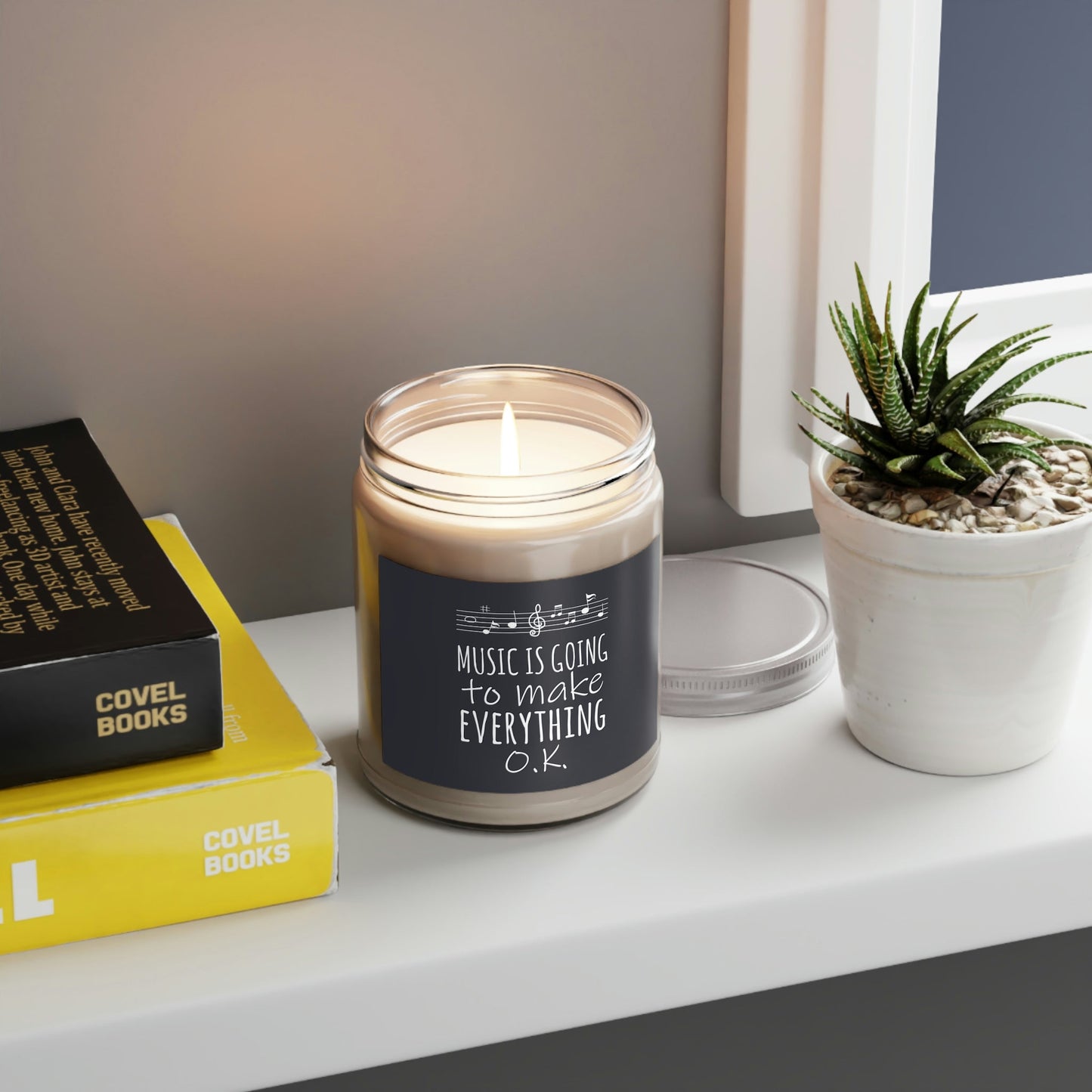 Music Is Going To Make Everything Ok Music Quotes Scented Candle Up to 60hSoy Wax 9oz Ichaku [Perfect Gifts Selection]