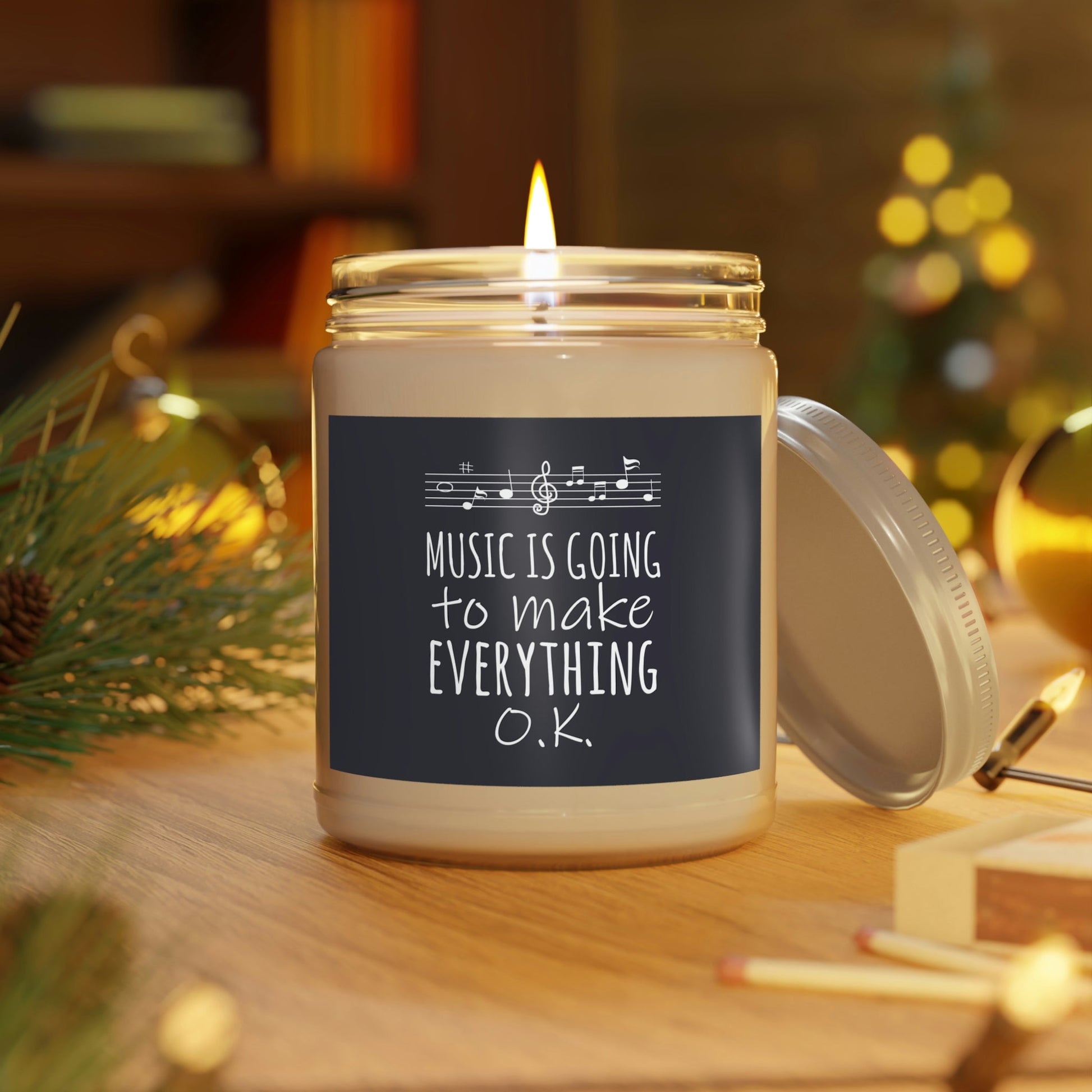 Music Is Going To Make Everything Ok Music Quotes Scented Candle Up to 60hSoy Wax 9oz Ichaku [Perfect Gifts Selection]