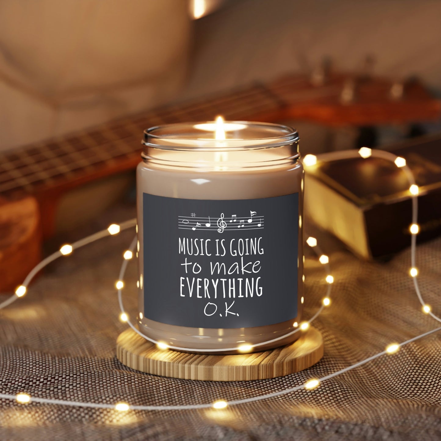 Music Is Going To Make Everything Ok Music Quotes Scented Candle Up to 60hSoy Wax 9oz Ichaku [Perfect Gifts Selection]