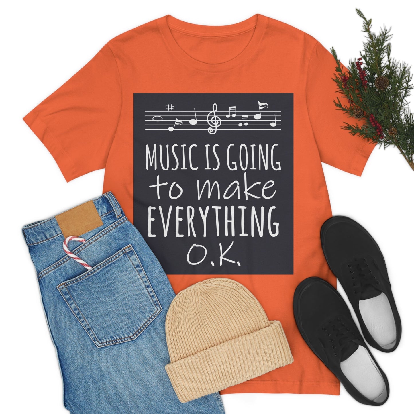 Music Is Going To Make Everything Ok Music Quotes Unisex Jersey Short Sleeve T-Shirt Ichaku [Perfect Gifts Selection]