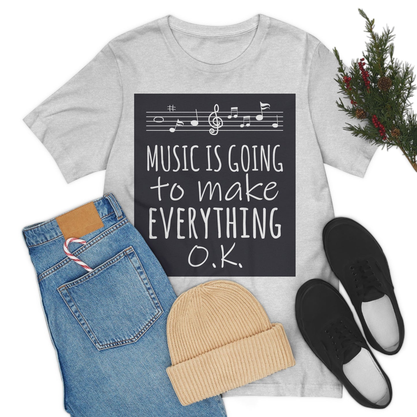 Music Is Going To Make Everything Ok Music Quotes Unisex Jersey Short Sleeve T-Shirt Ichaku [Perfect Gifts Selection]